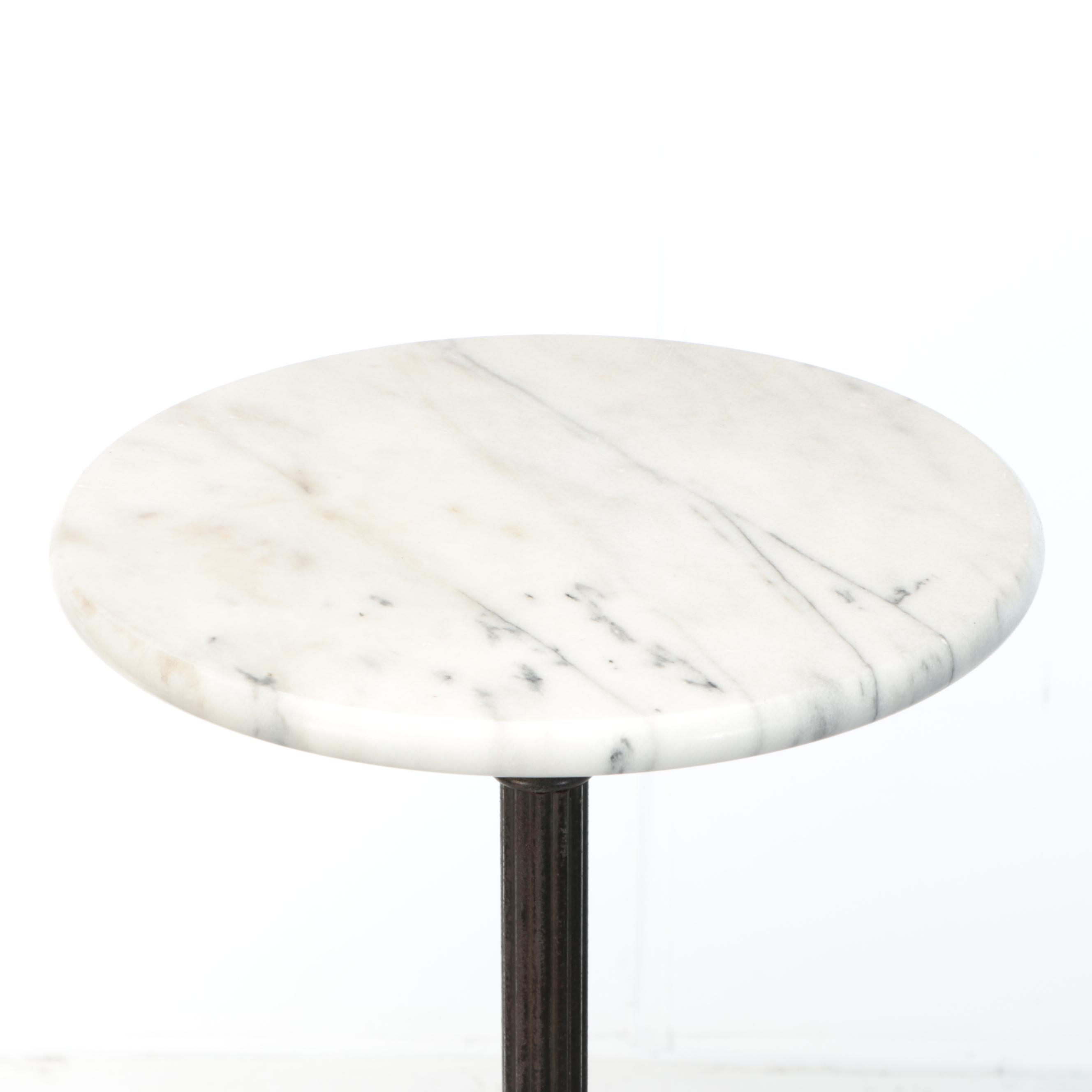 Art Deco Bronze Pillar and Marble Side Table