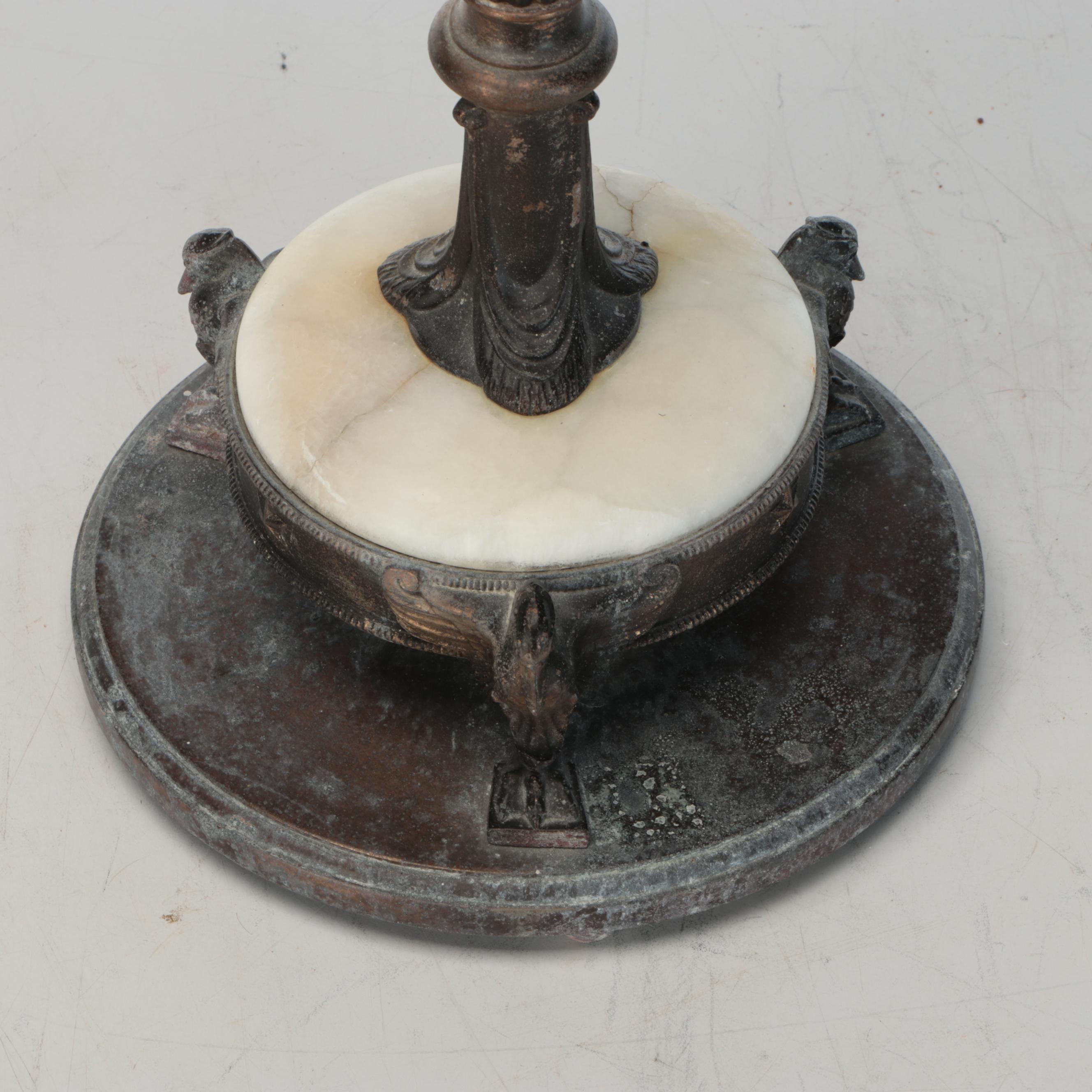 Art Deco Bronze Pillar and Marble Side Table