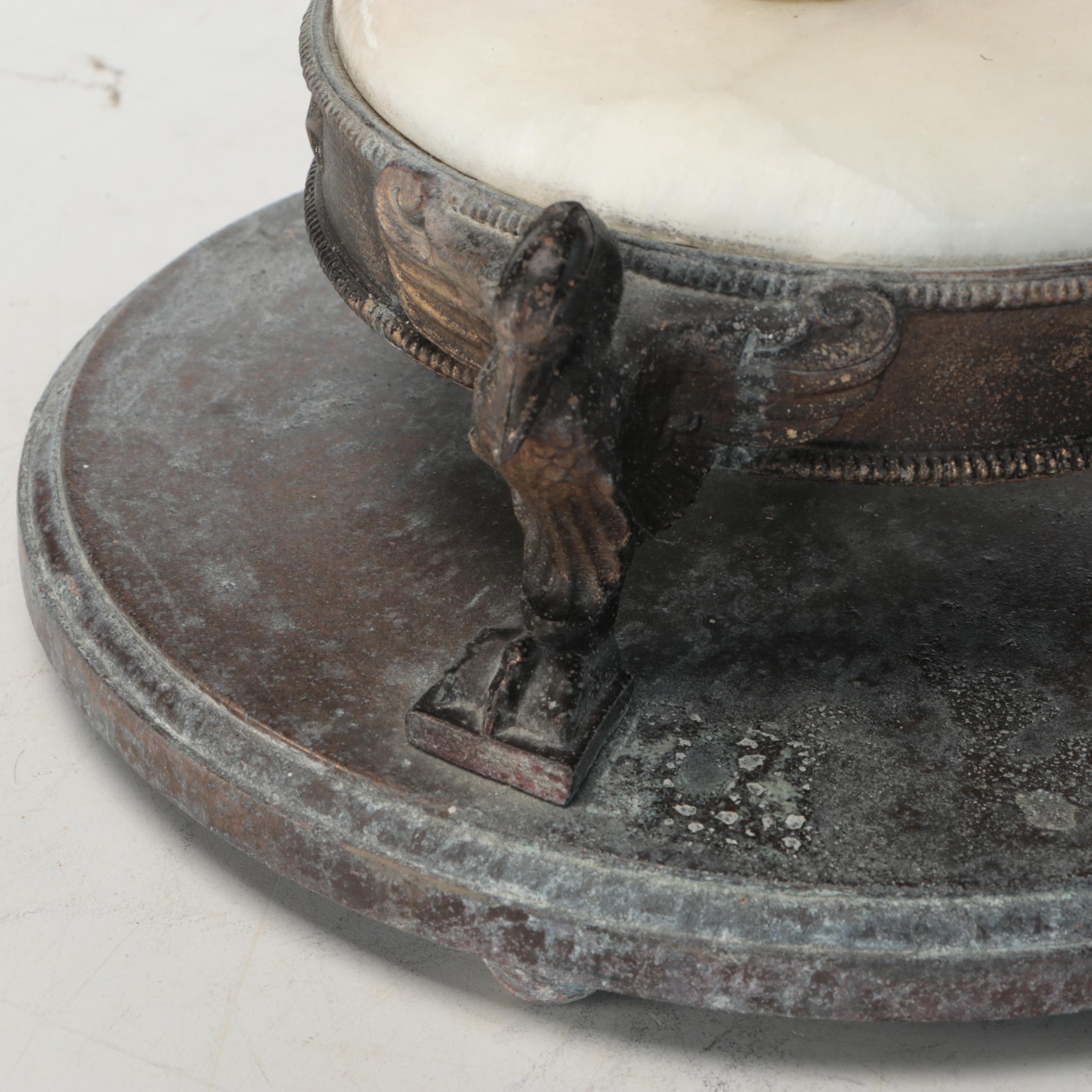 Art Deco Bronze Pillar and Marble Side Table