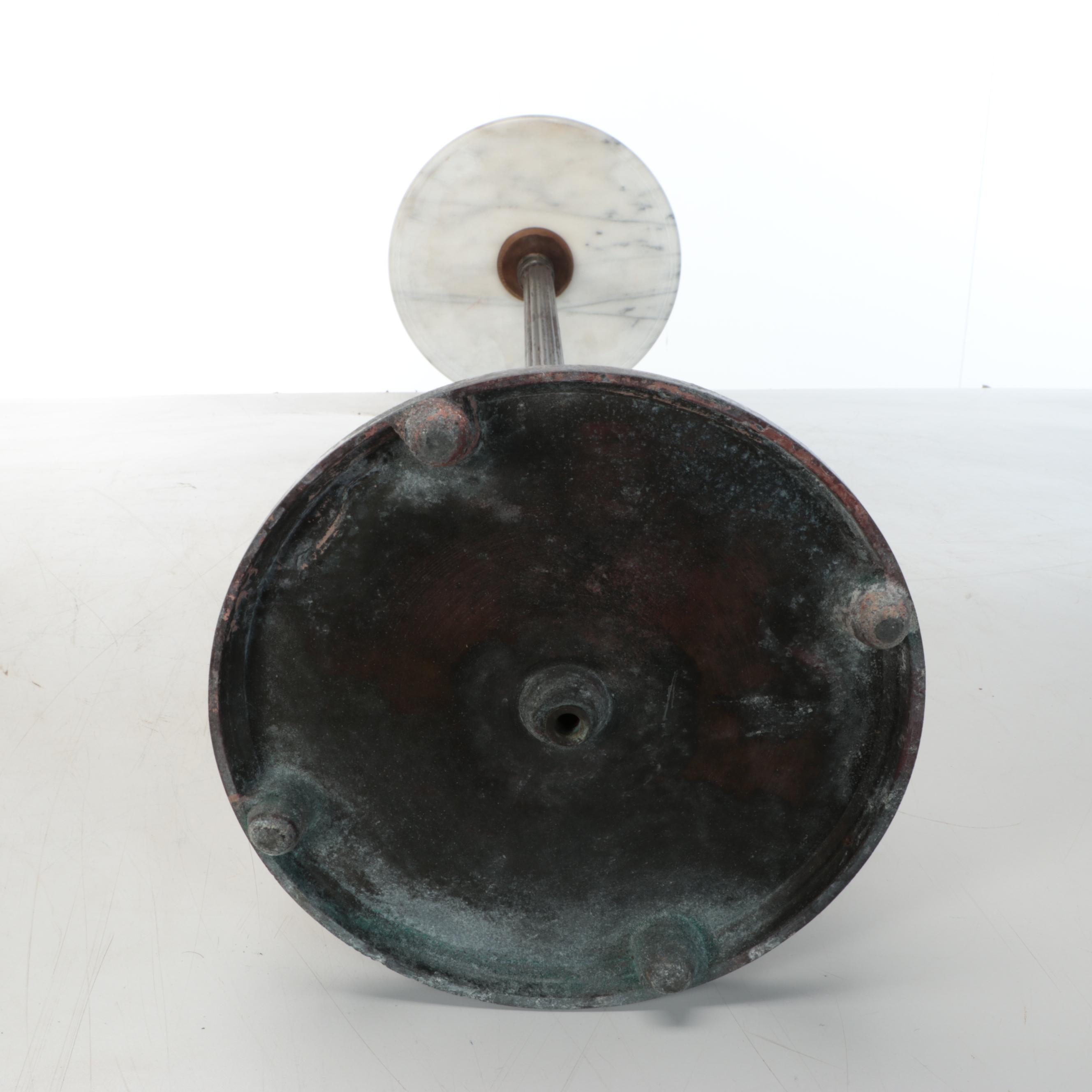 Art Deco Bronze Pillar and Marble Side Table