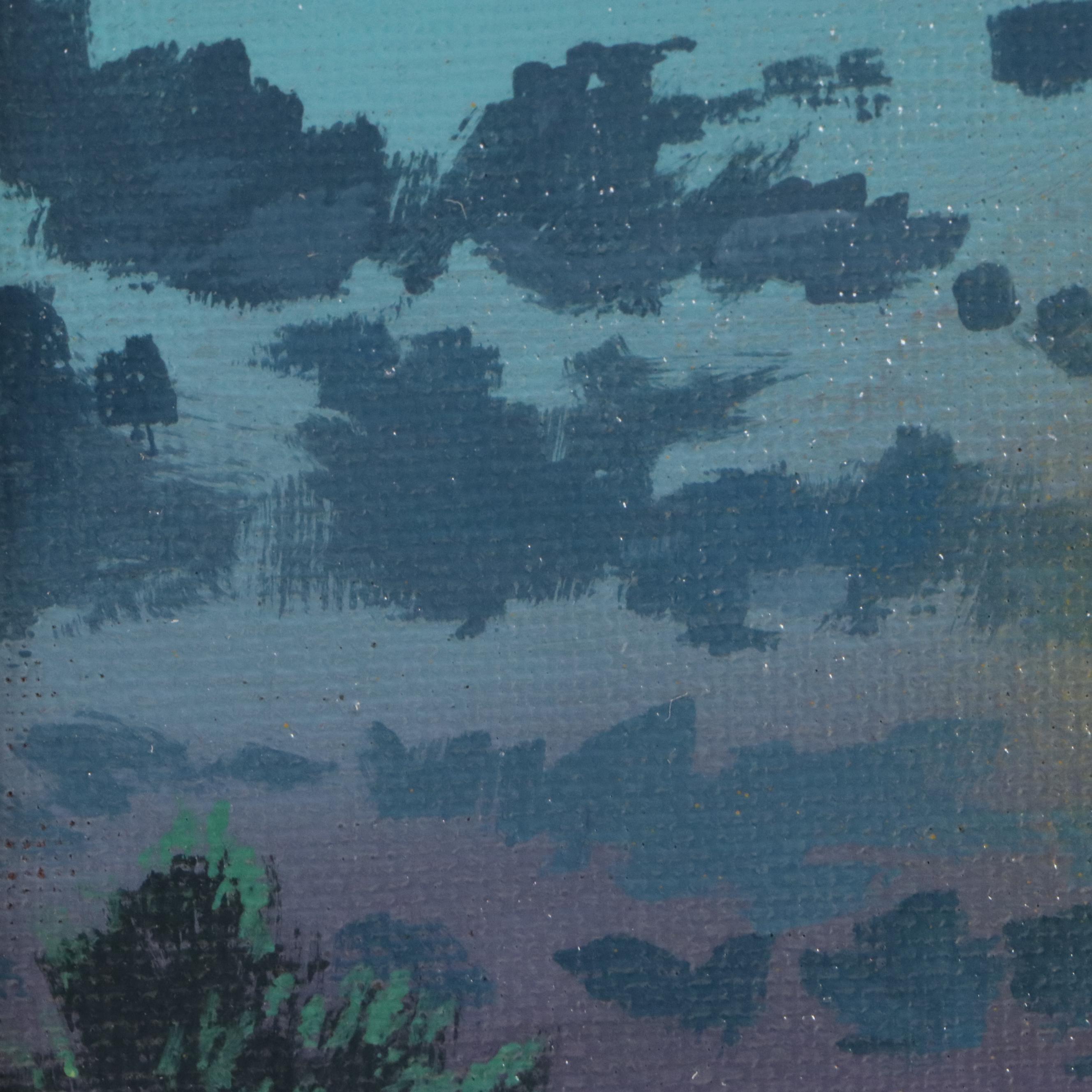 Doug "Bumo" Johnpeer Nocturne Landscape Oil Painting, Circa 2025