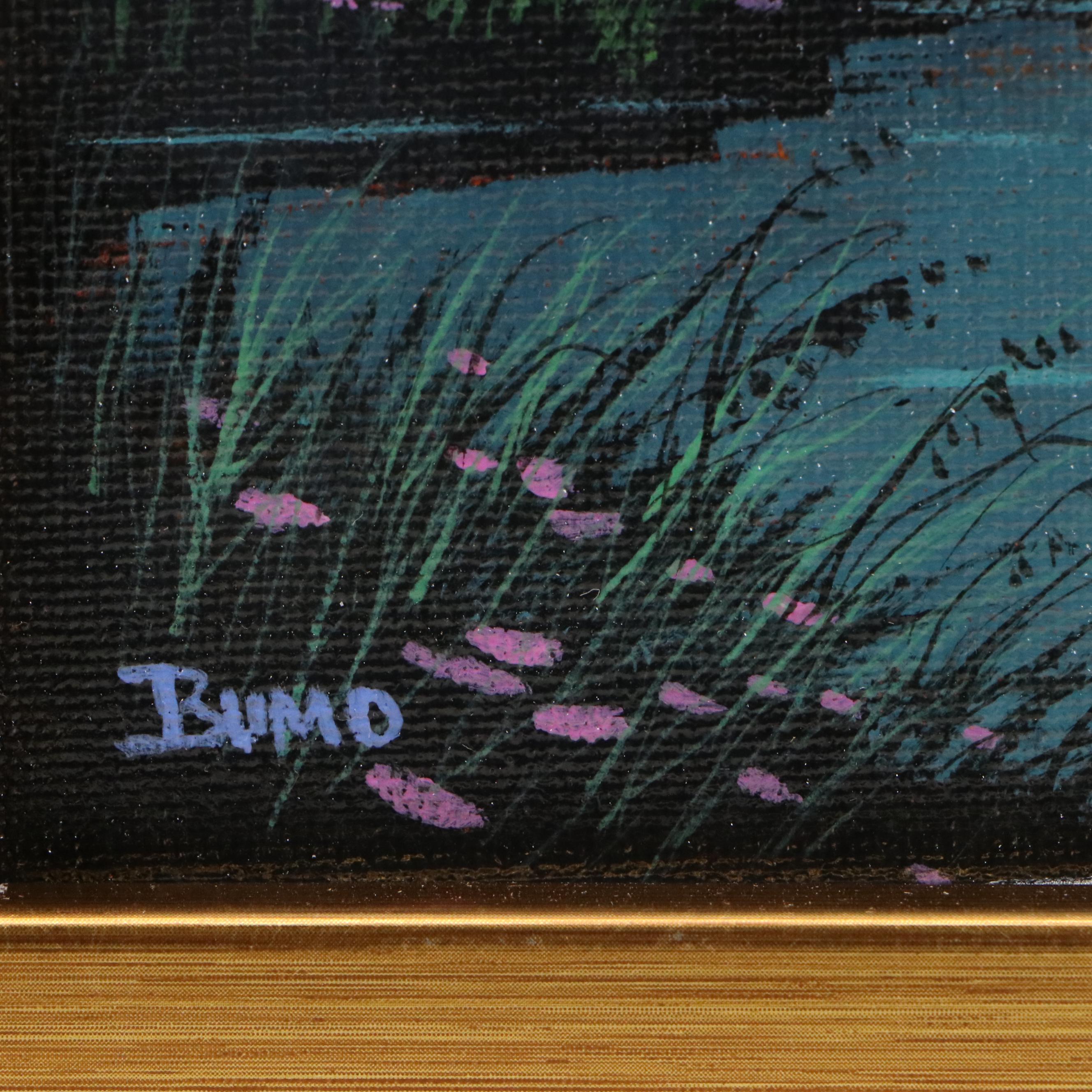 Doug "Bumo" Johnpeer Nocturne Landscape Oil Painting, Circa 2025