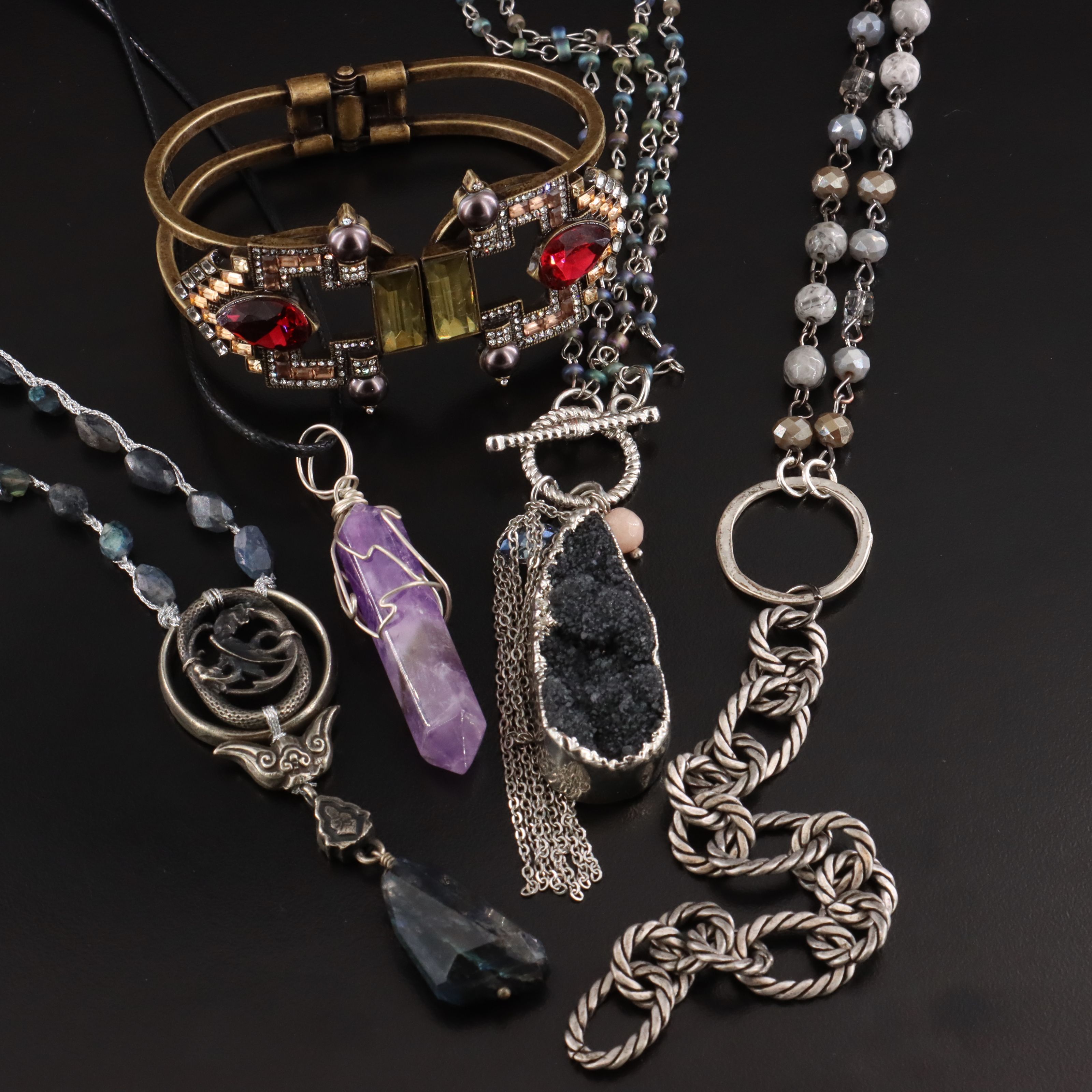 Labradorite, Amethyst and Clamper Cuff Featured in Jewelry Collection