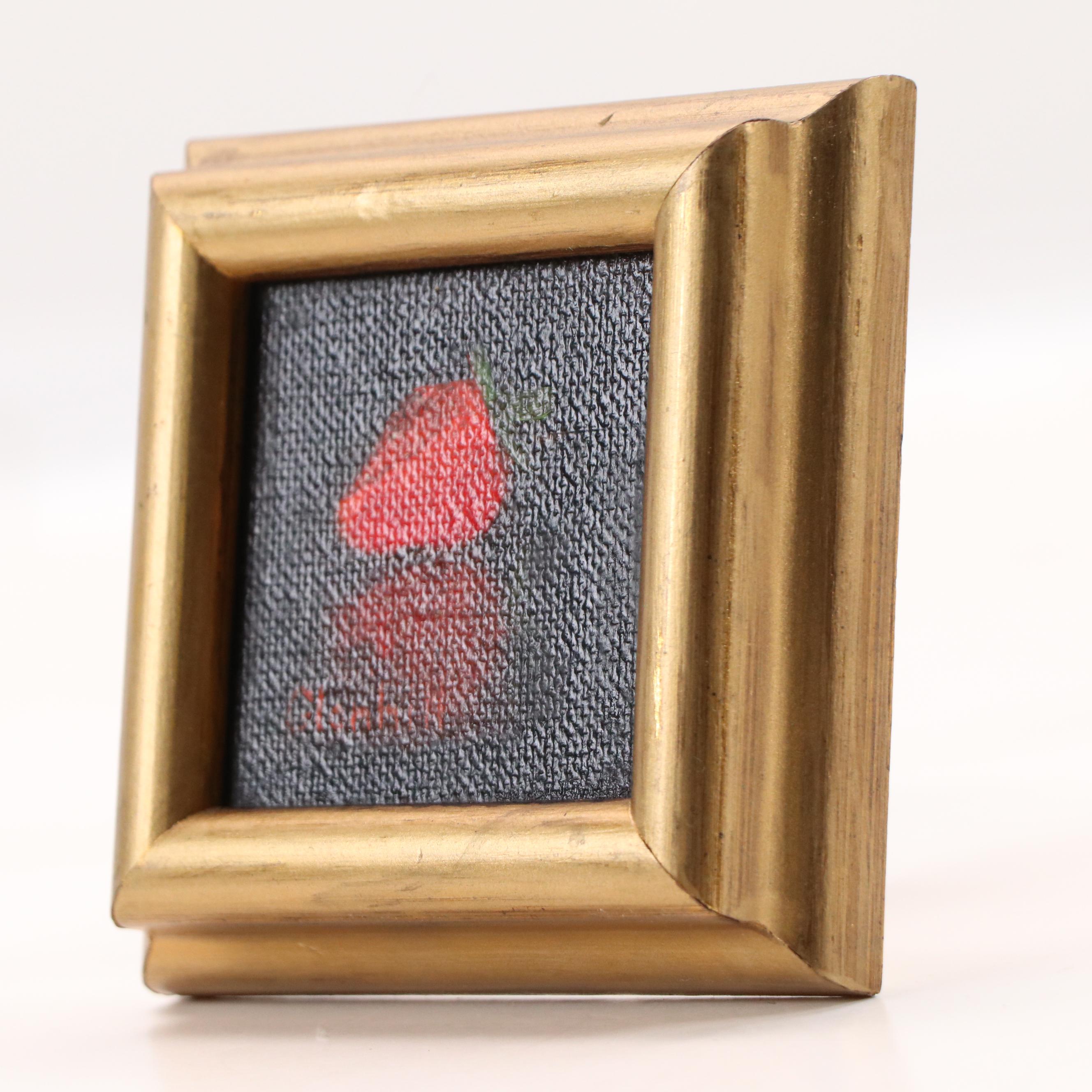 Glen Hill Miniature Still Life Oil Painting of Strawberry, 21st Century