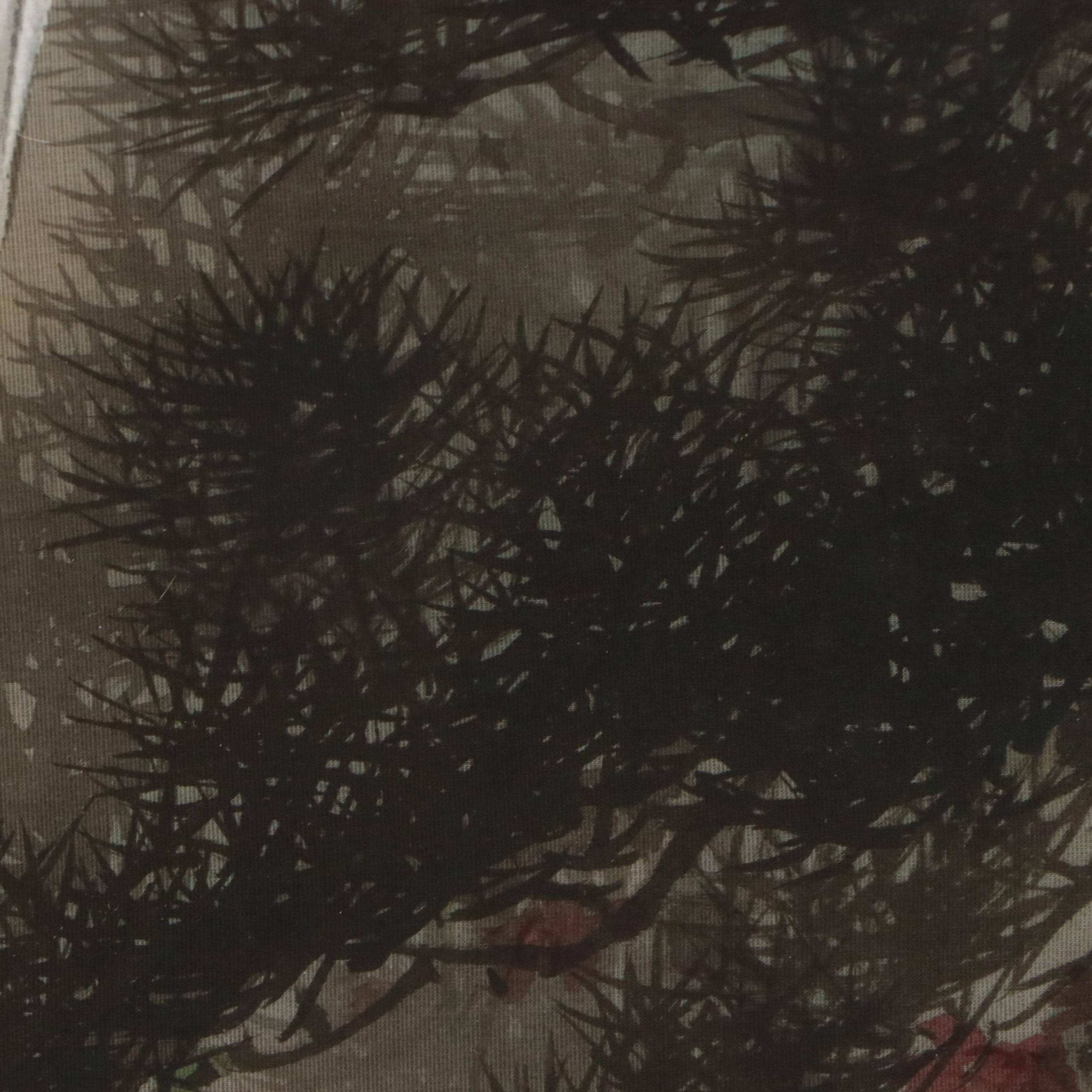 East Asian School Gouache Painting of Cranes and Pine Tree