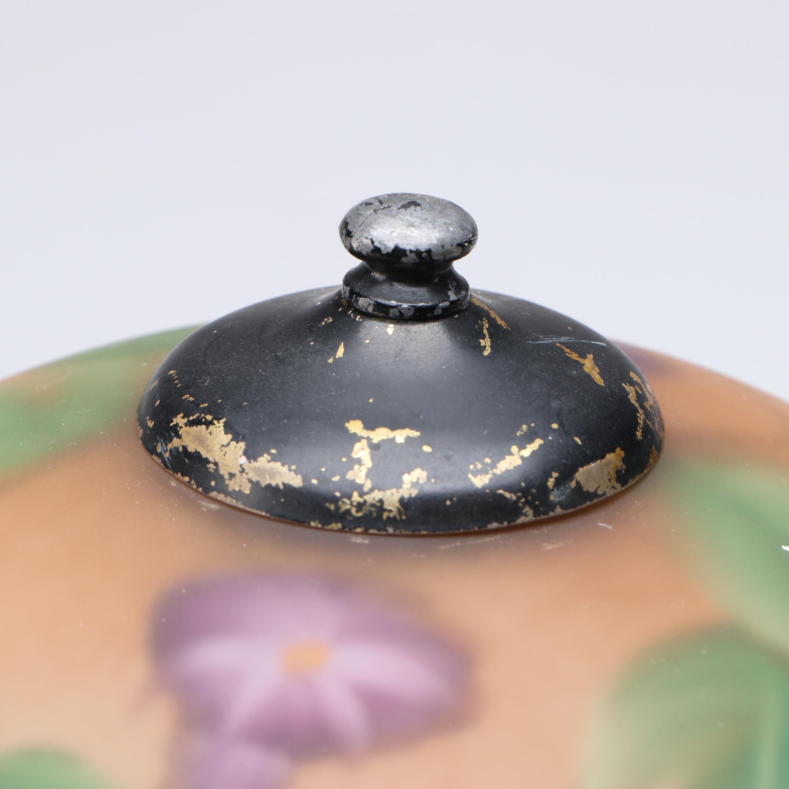 Moe-Bridges Spelter Table Lamp with Reverse-Painted Glass Shade