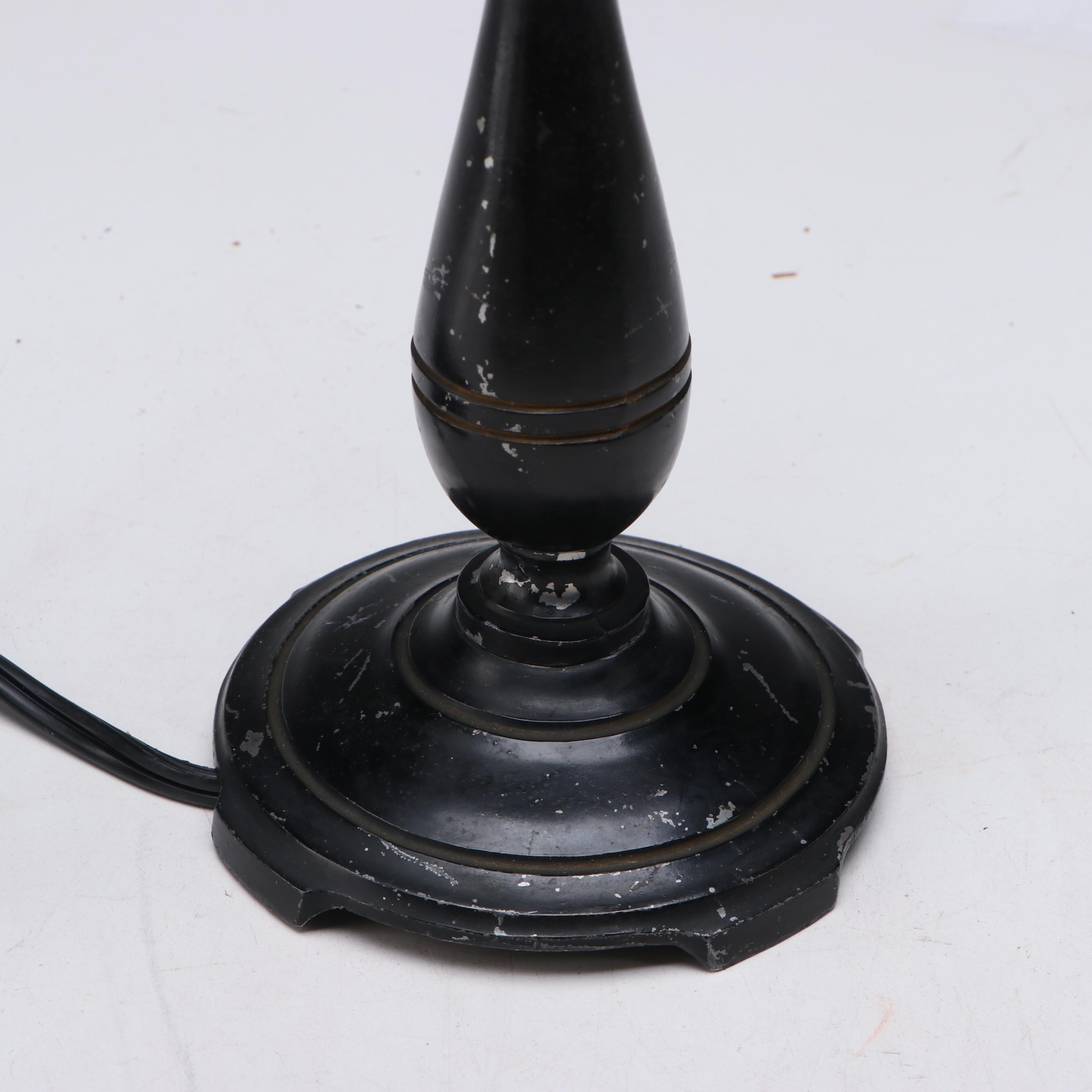 Moe-Bridges Spelter Table Lamp with Reverse-Painted Glass Shade