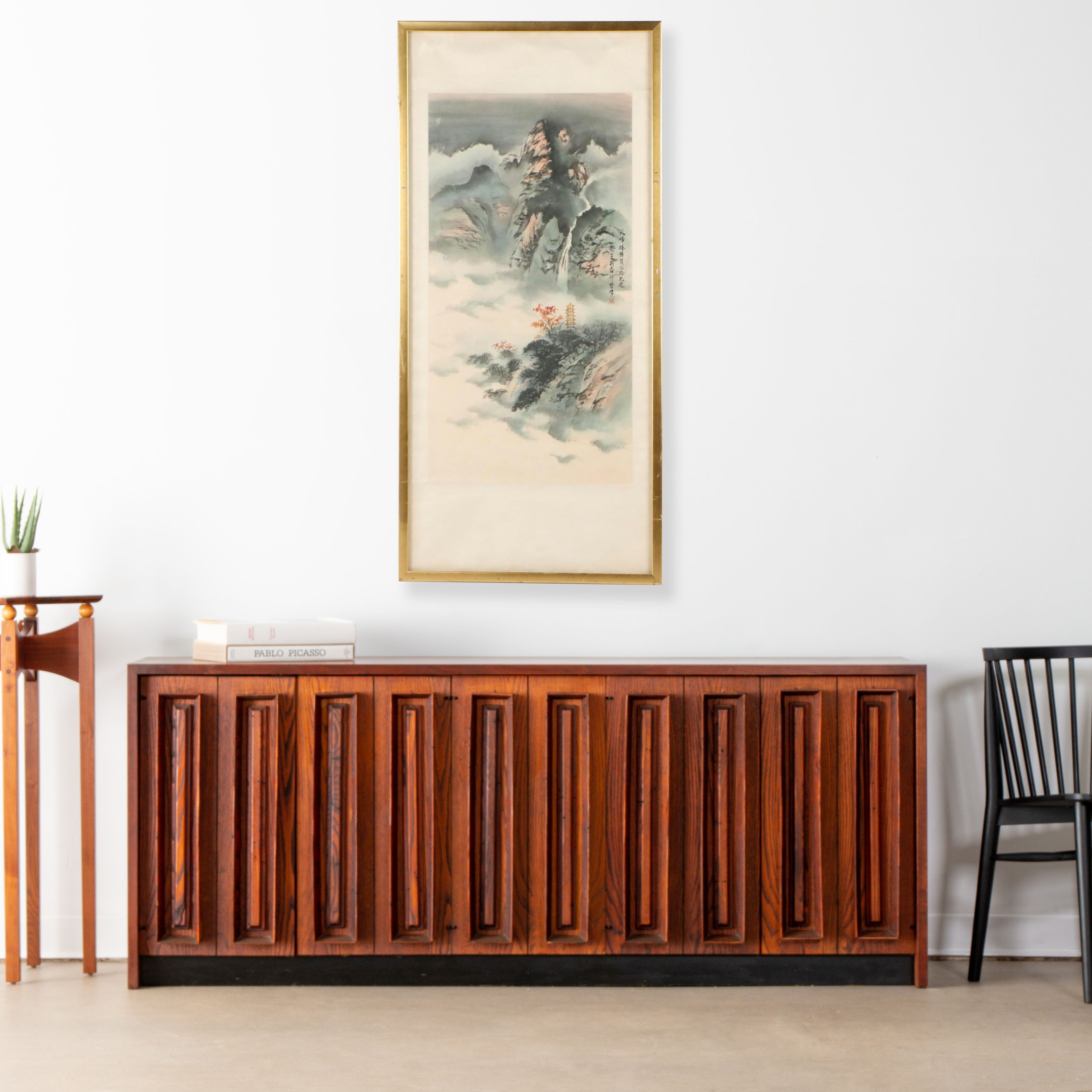 Chinese Framed Hanging Scroll Landscape, 1983