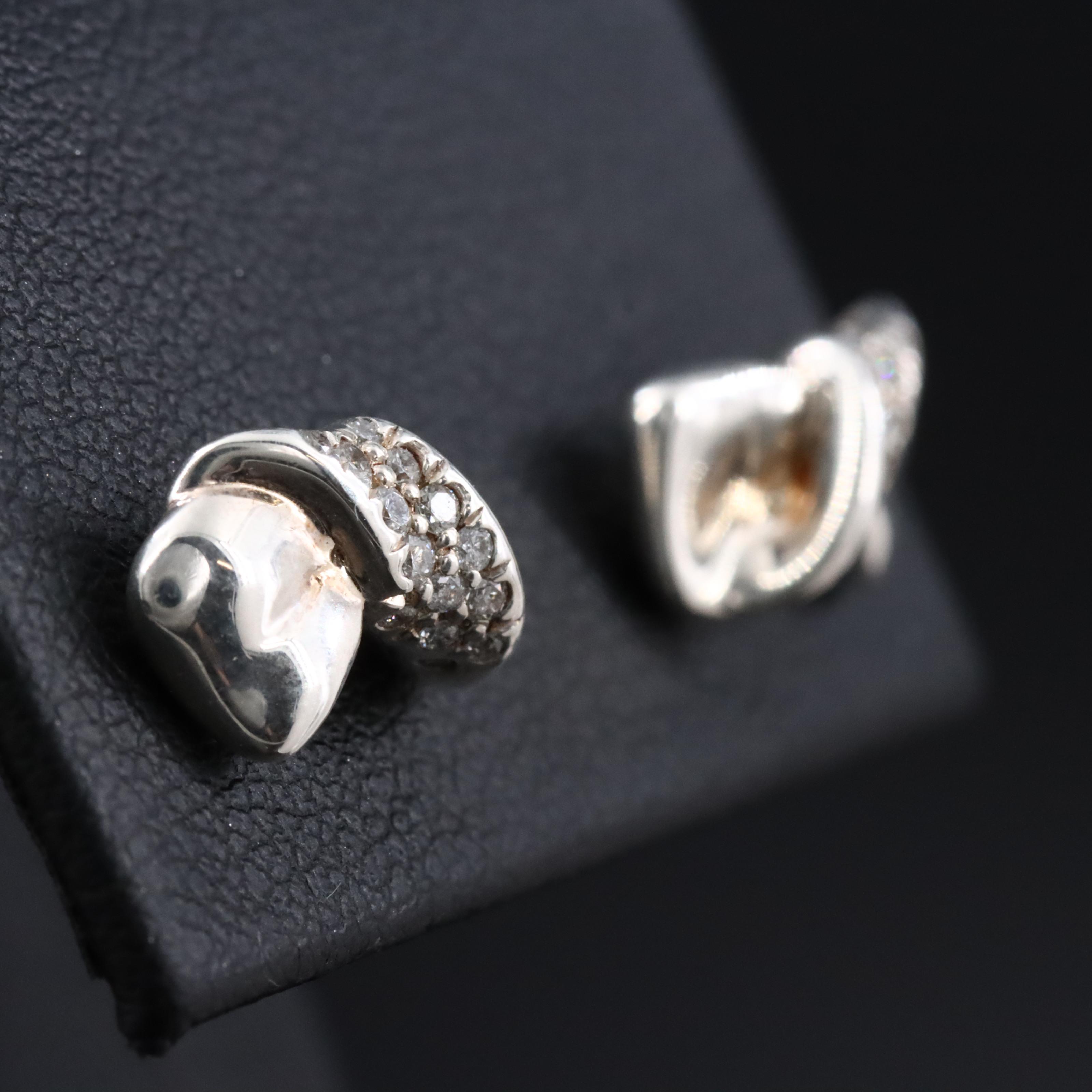 Ippolita Sterling and Diamond Twist Bow Stud Earrings