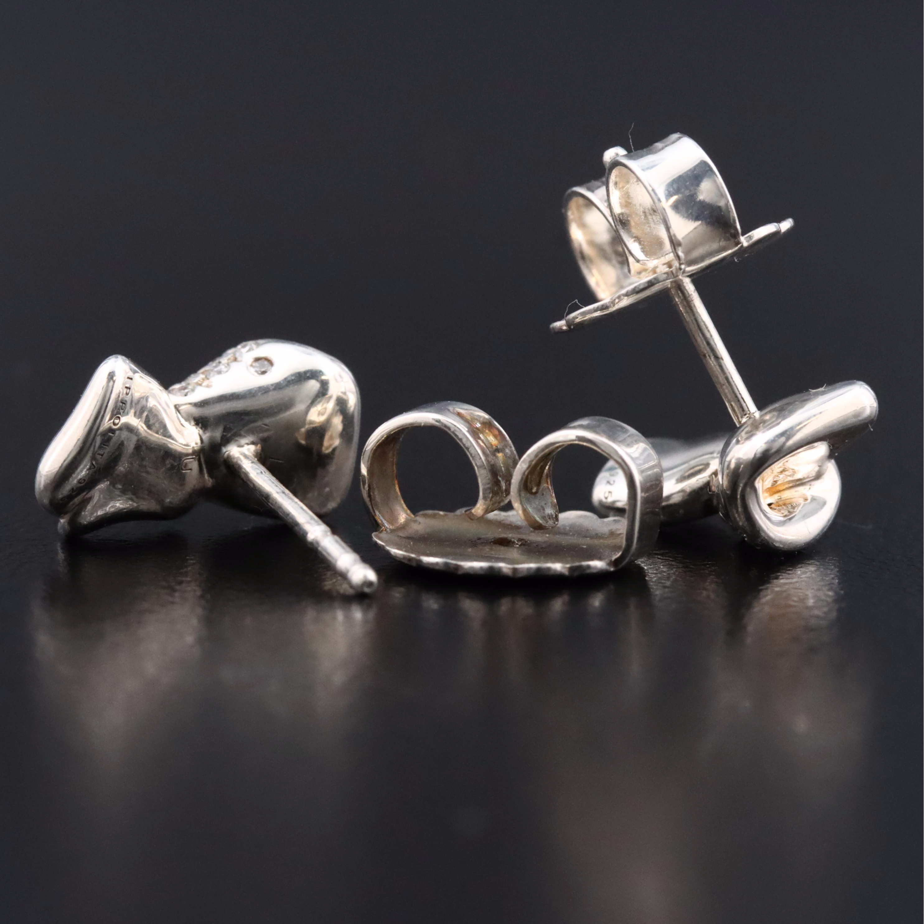 Ippolita Sterling and Diamond Twist Bow Stud Earrings