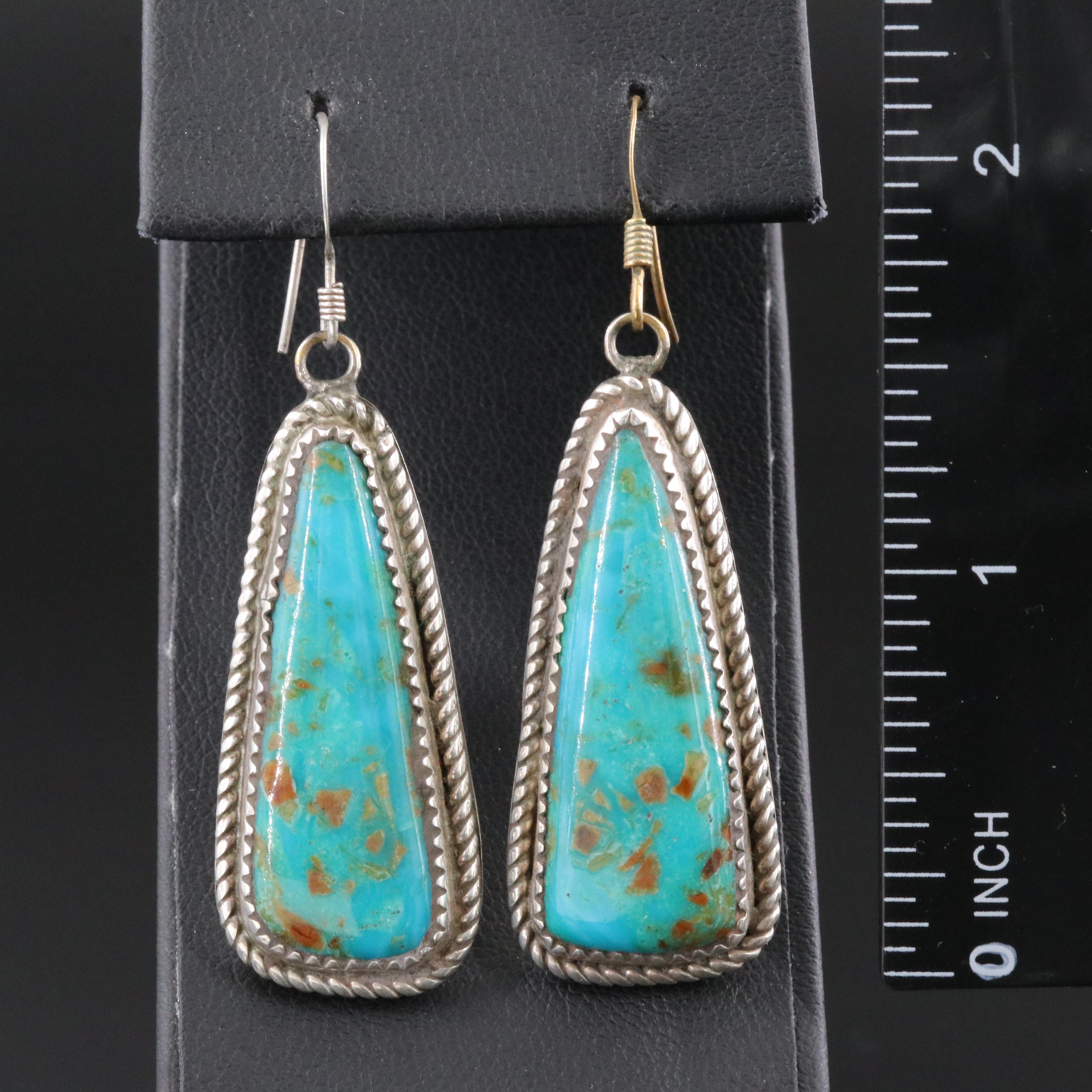 Southwestern Signed Sterling Turquoise Earrings