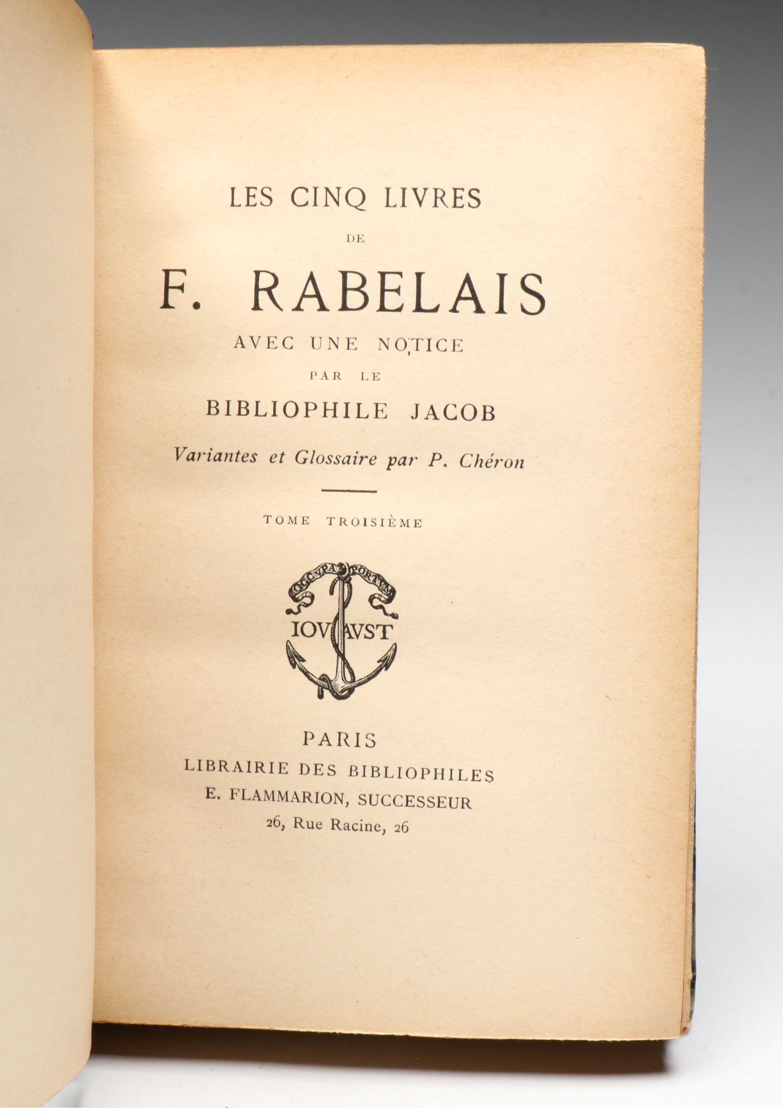 "Les cinq livres de F. Rabelais" Partial Set, Early 20th Century