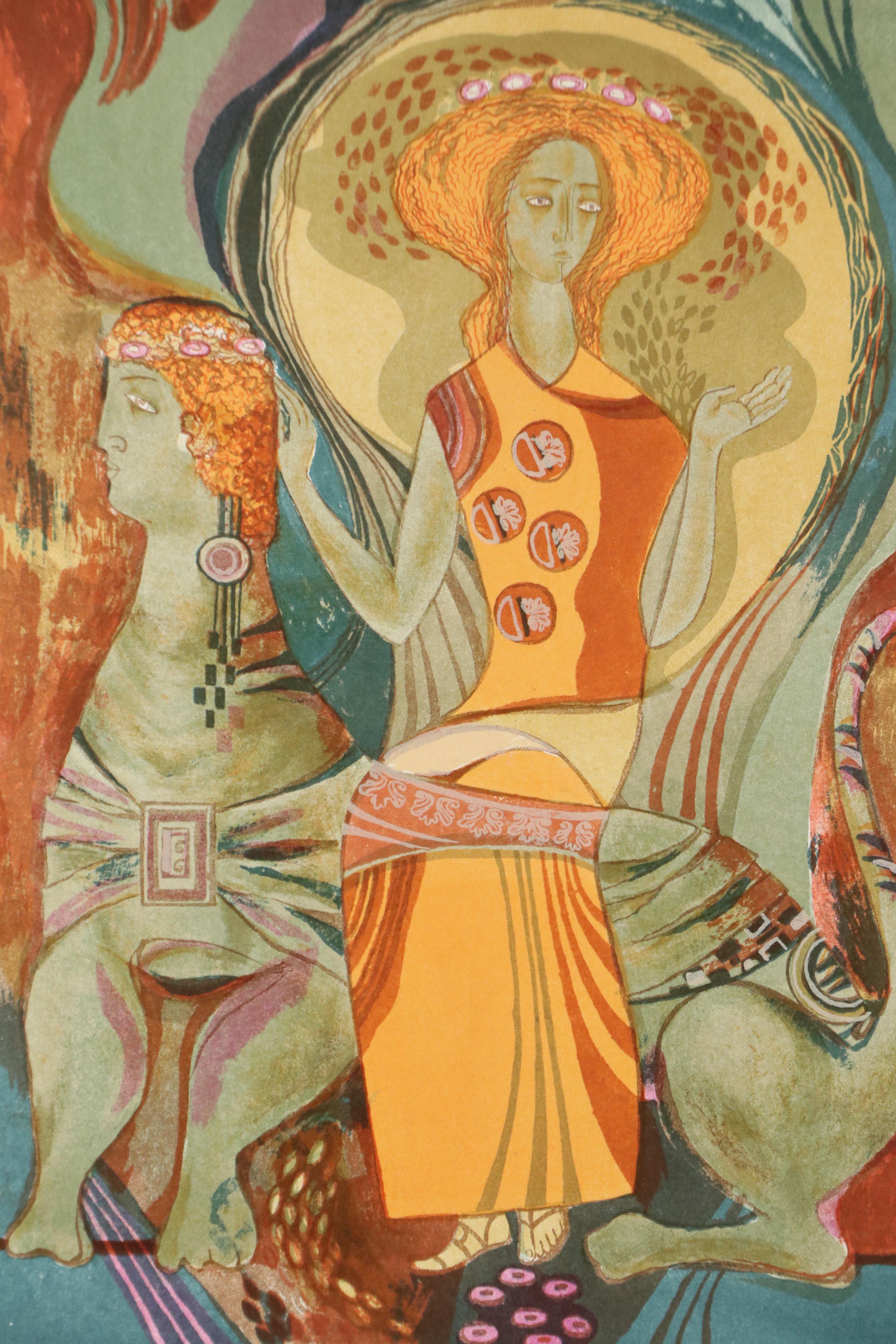 I. Ieina Figural Color Lithograph "Autumn," 2002