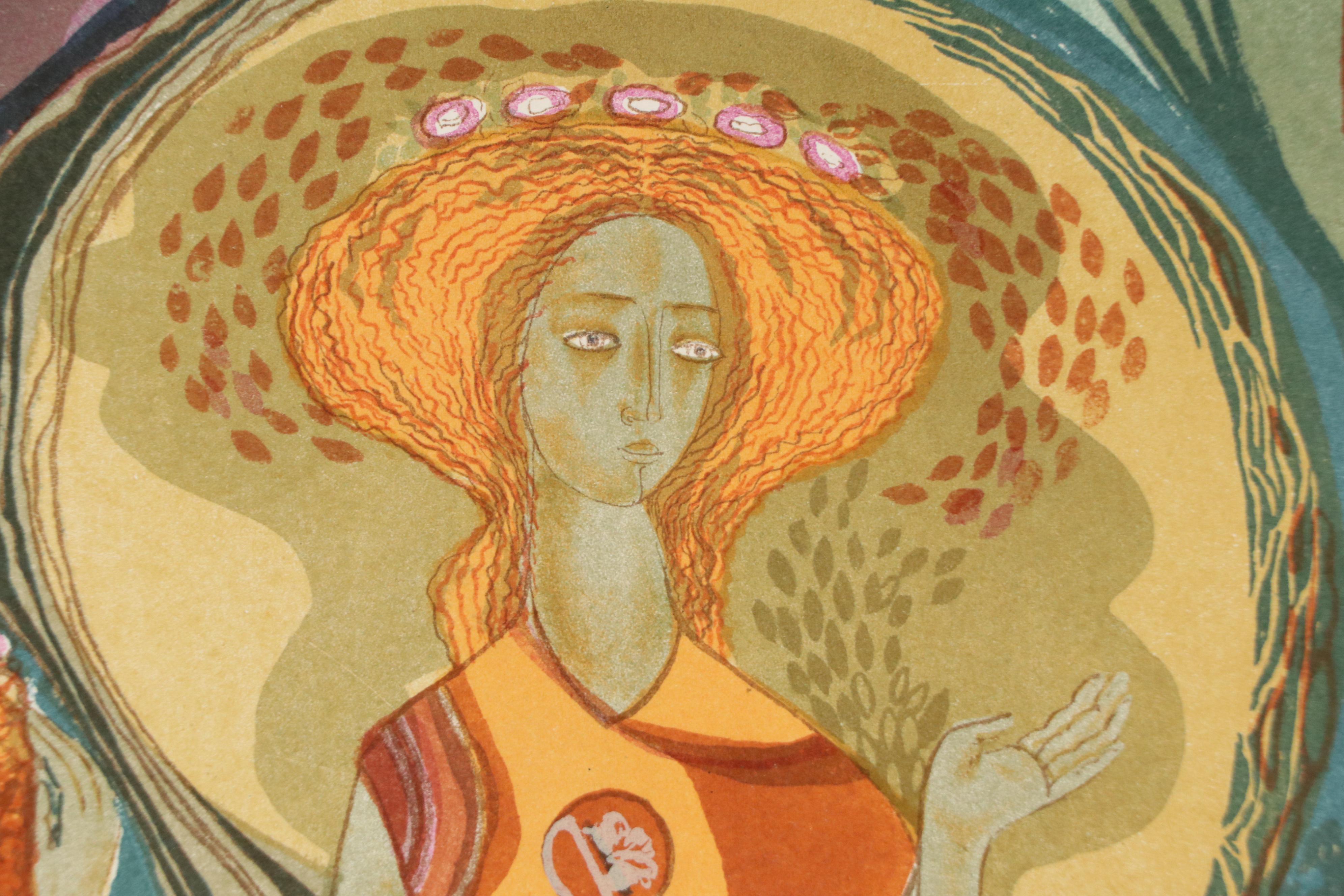 I. Ieina Figural Color Lithograph "Autumn," 2002