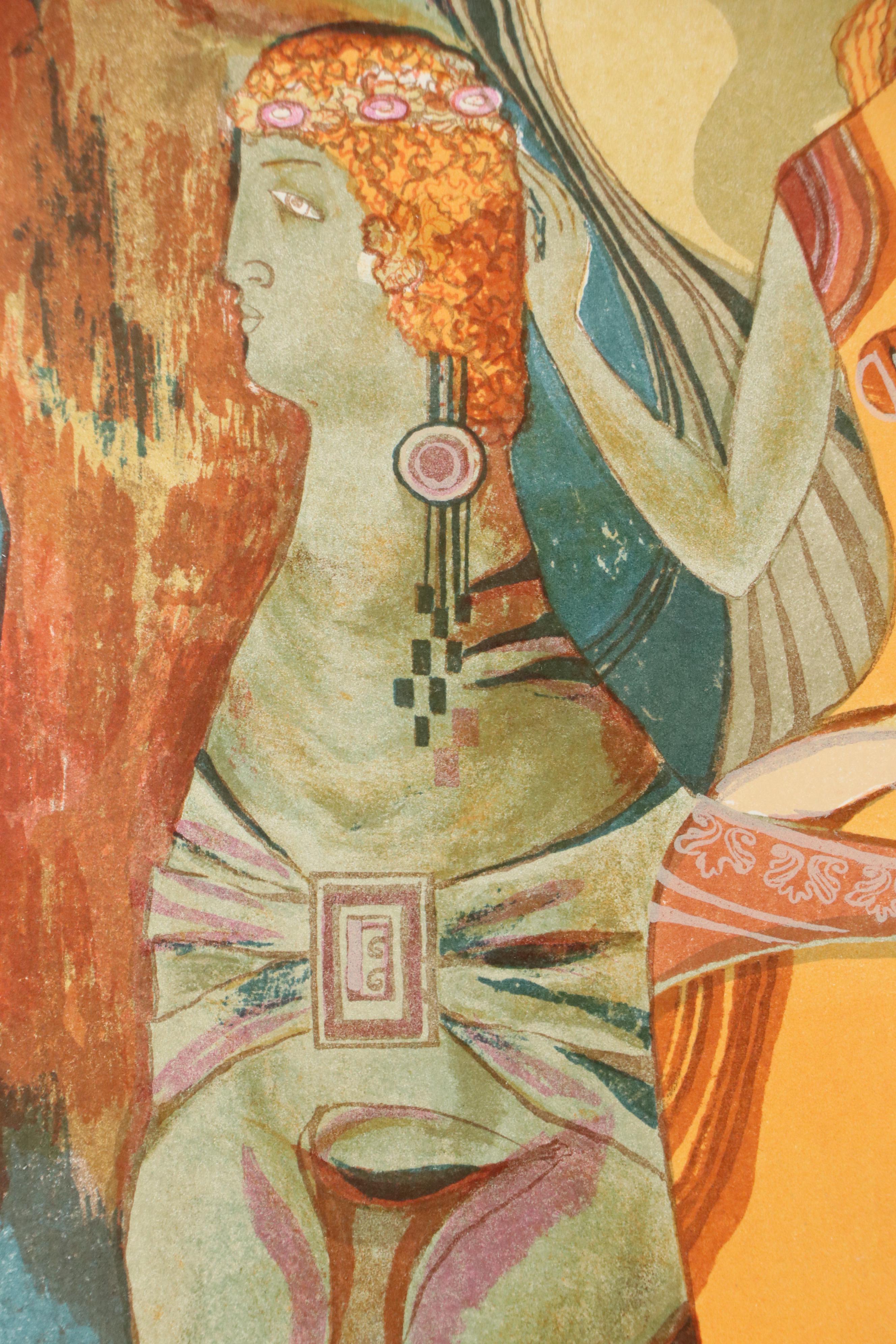 I. Ieina Figural Color Lithograph "Autumn," 2002