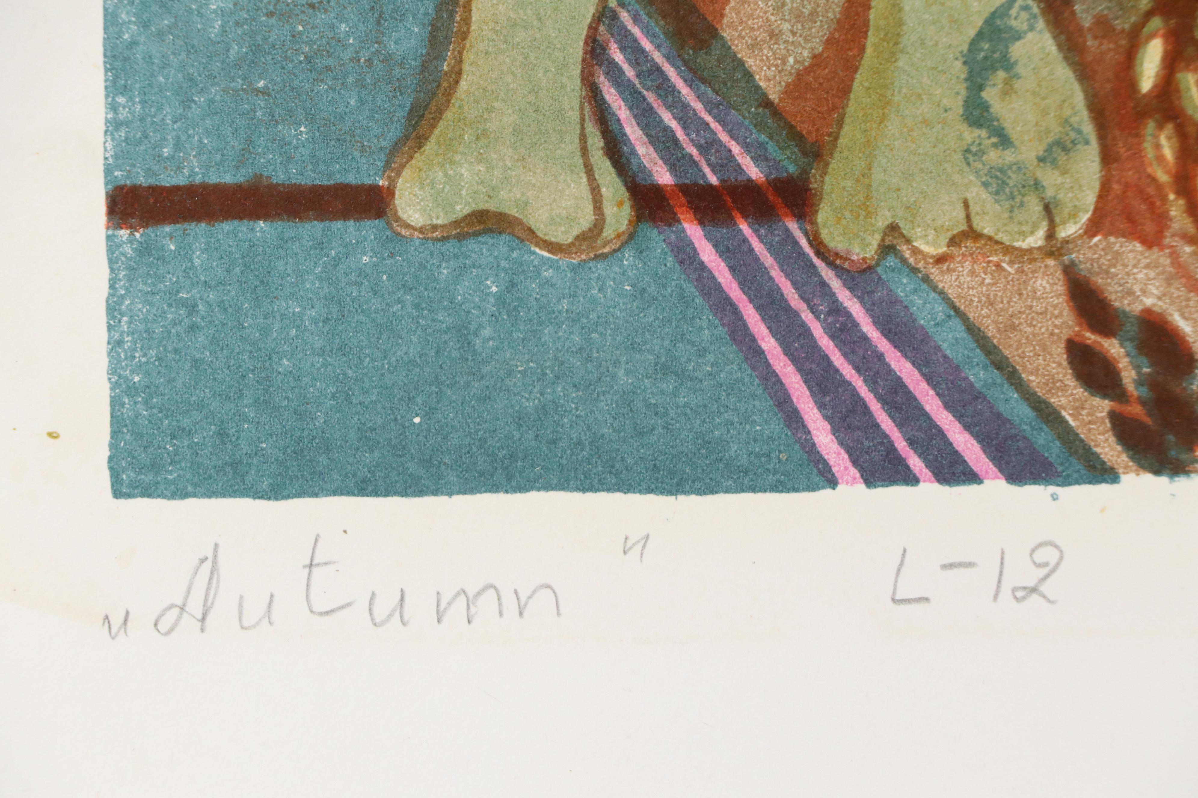 I. Ieina Figural Color Lithograph "Autumn," 2002