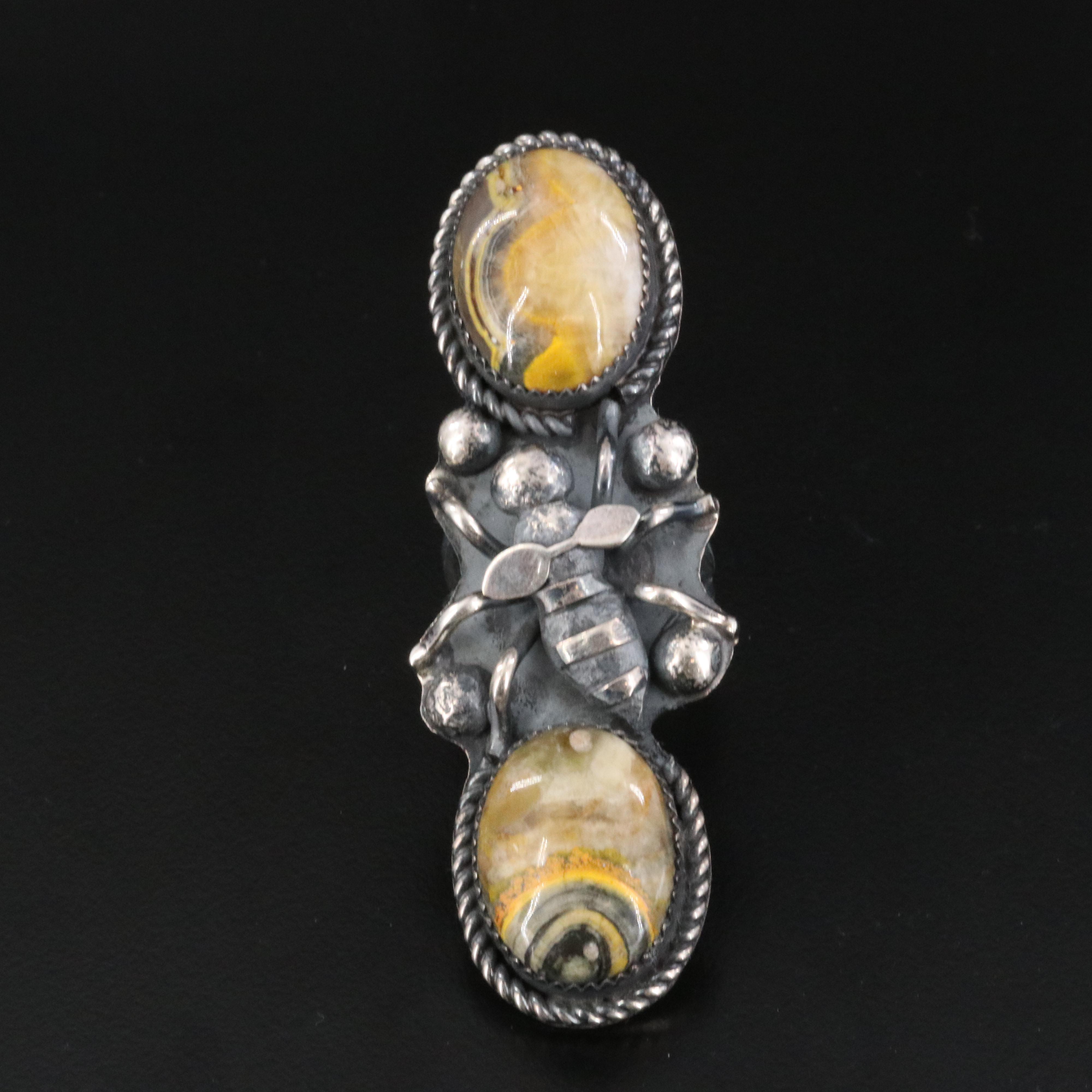 Marcus Chavez Navajo Diné Sterling Jasper Bee Pointer Ring