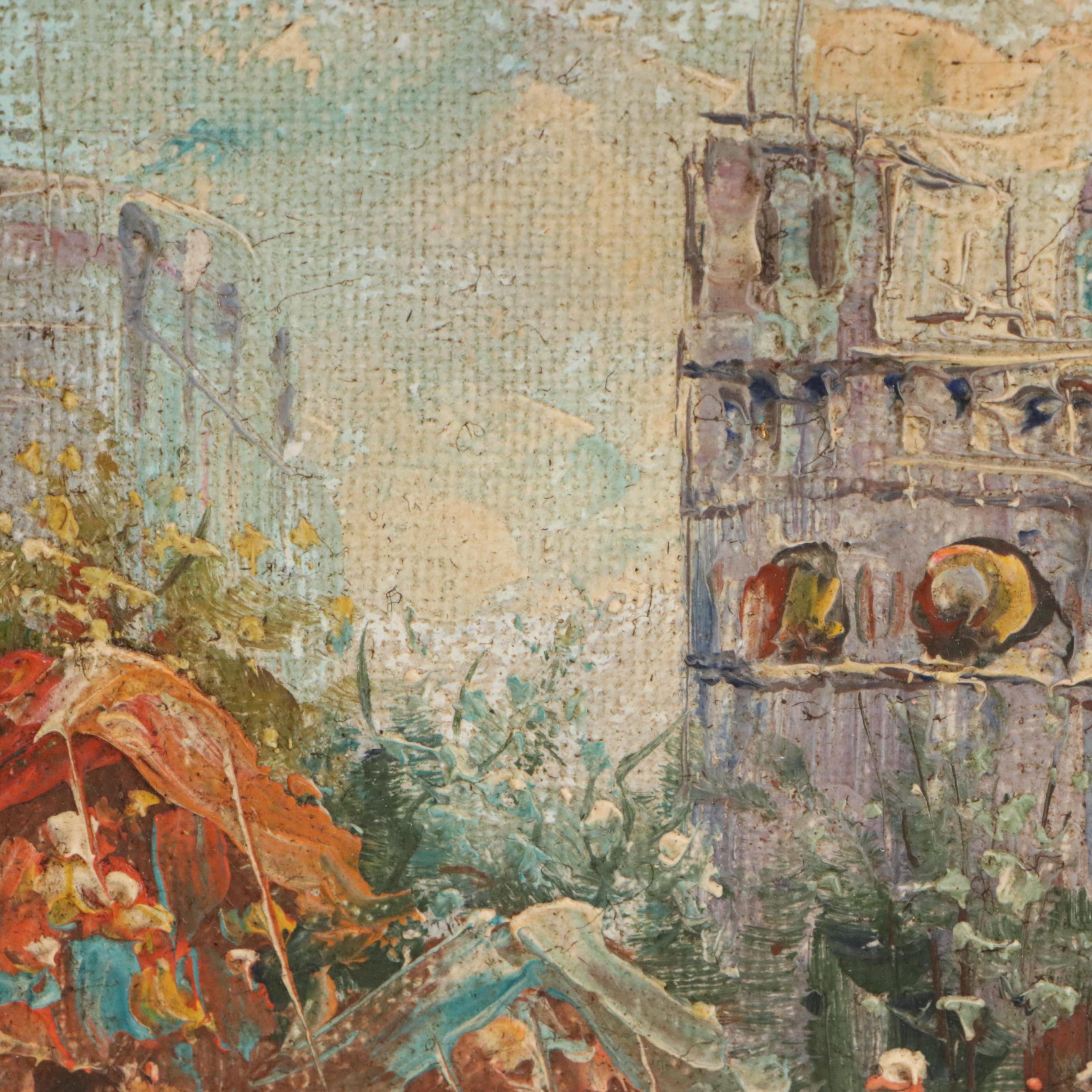 Oil Painting of Parisian Street Scene, Mid-20th Century