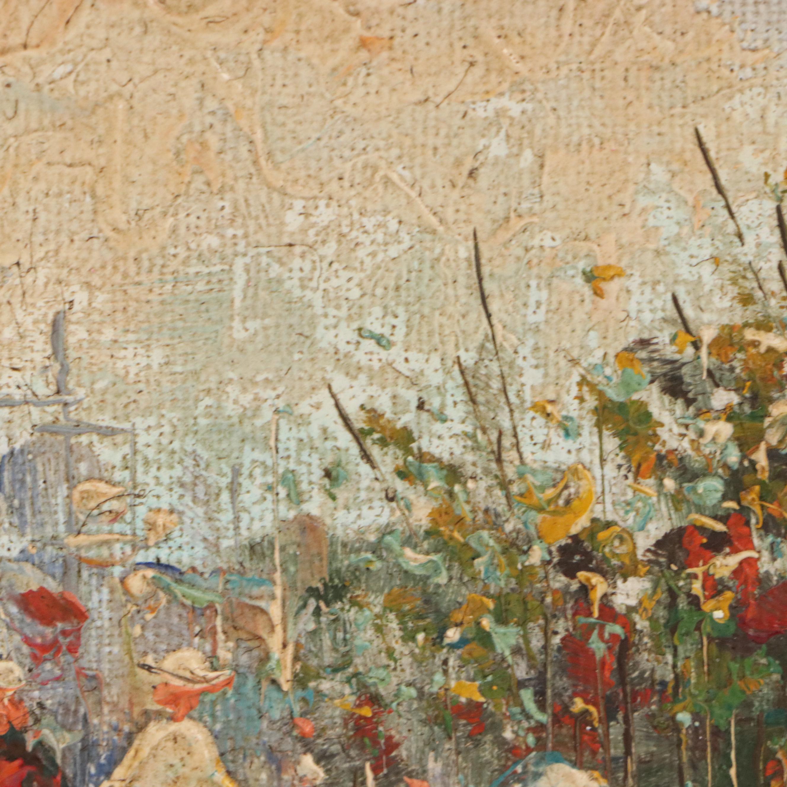 Oil Painting of Parisian Street Scene, Mid-20th Century