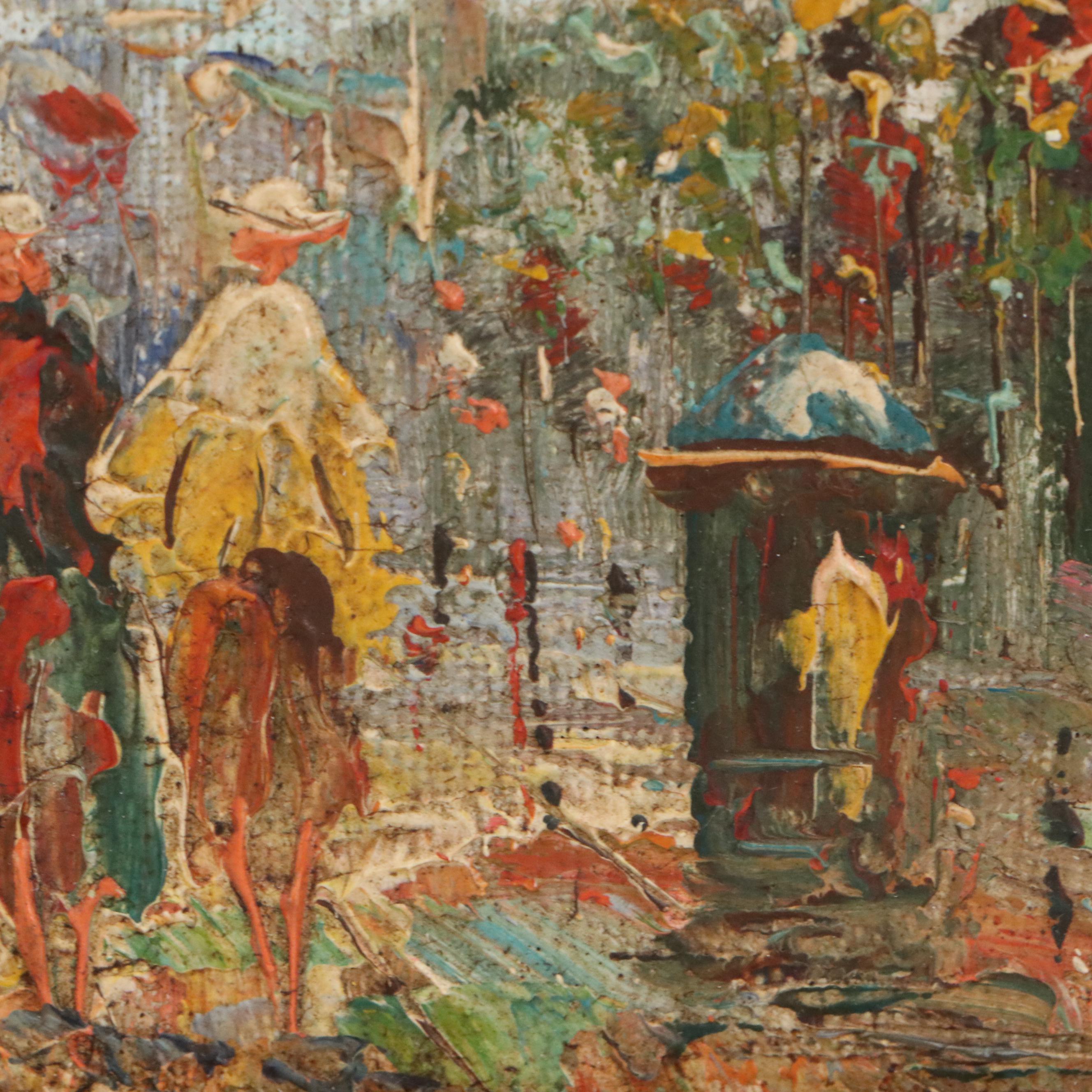 Oil Painting of Parisian Street Scene, Mid-20th Century