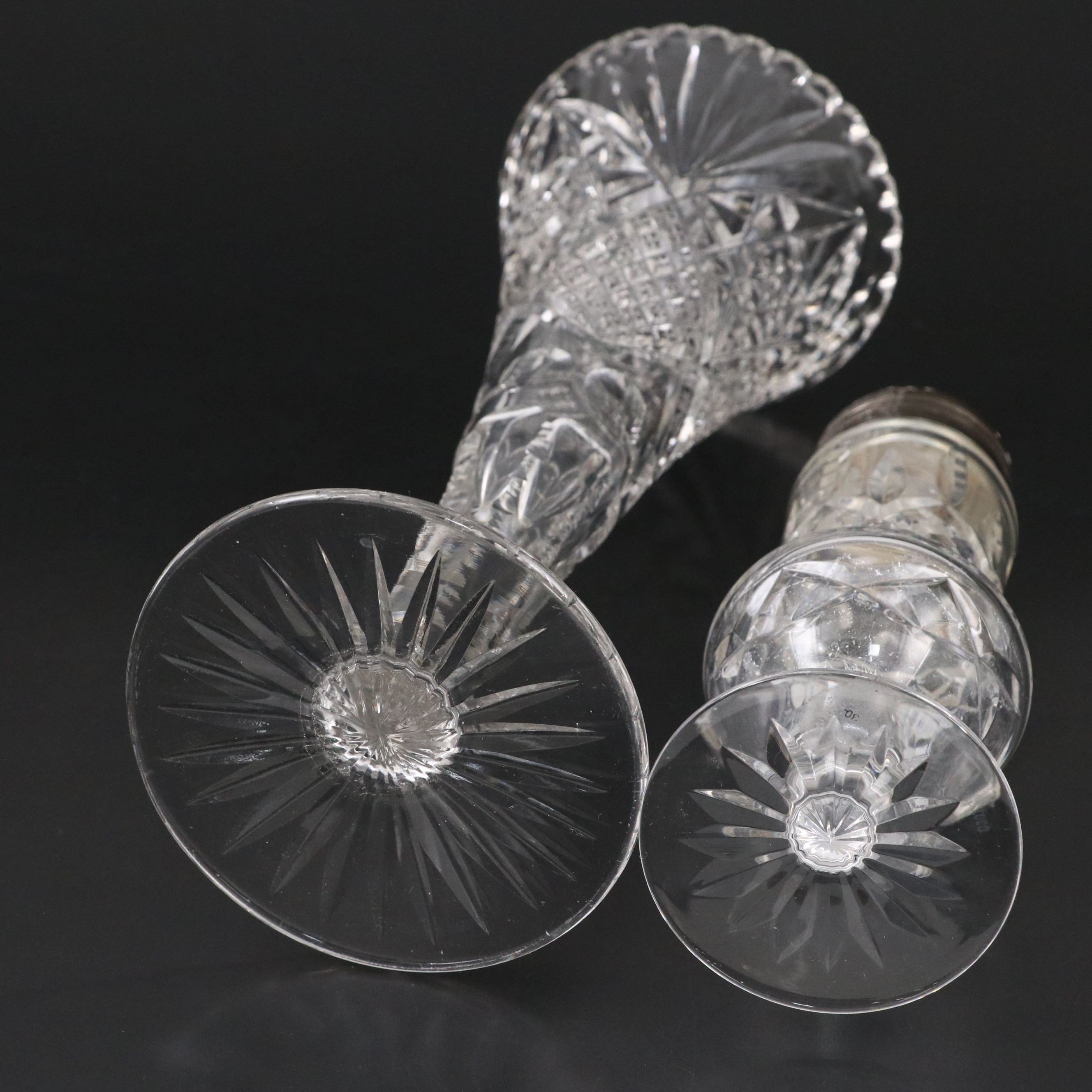 Waterford Crystal Bowl and Shaker with Other Etched Crystal Vase