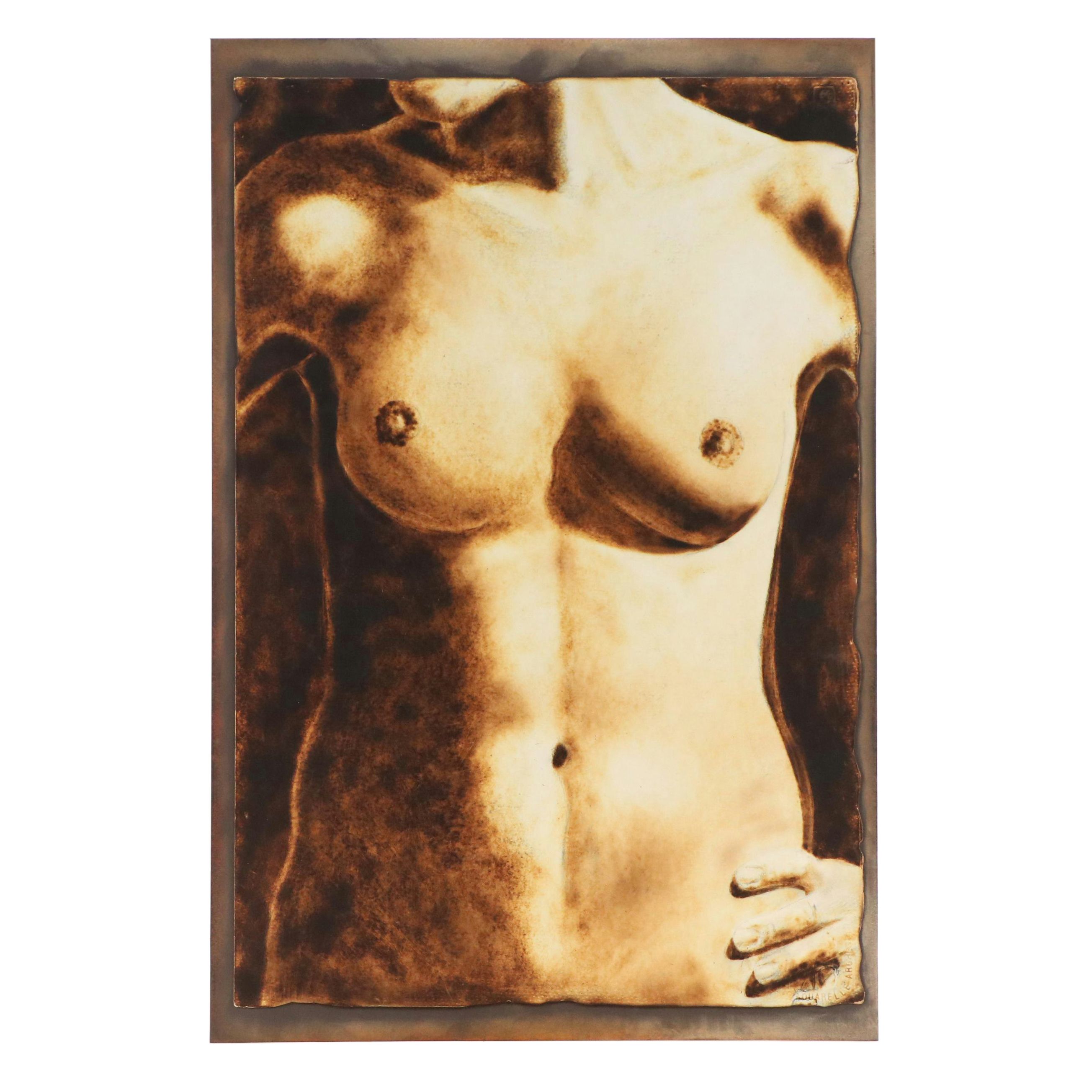 Sepia-Toned Collotype of Nude Female Figure