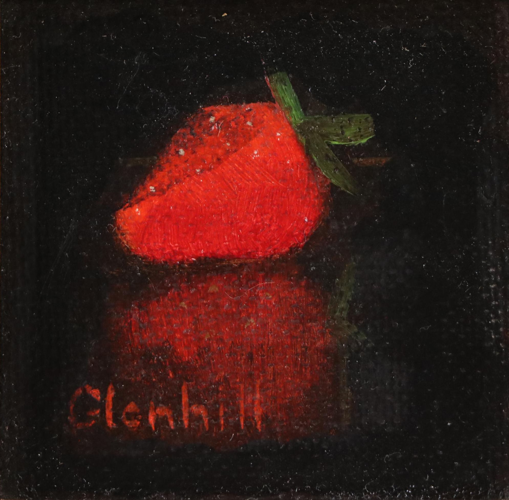 Glen Hill Miniature Still Life Oil Painting of Strawberry, 21st Century