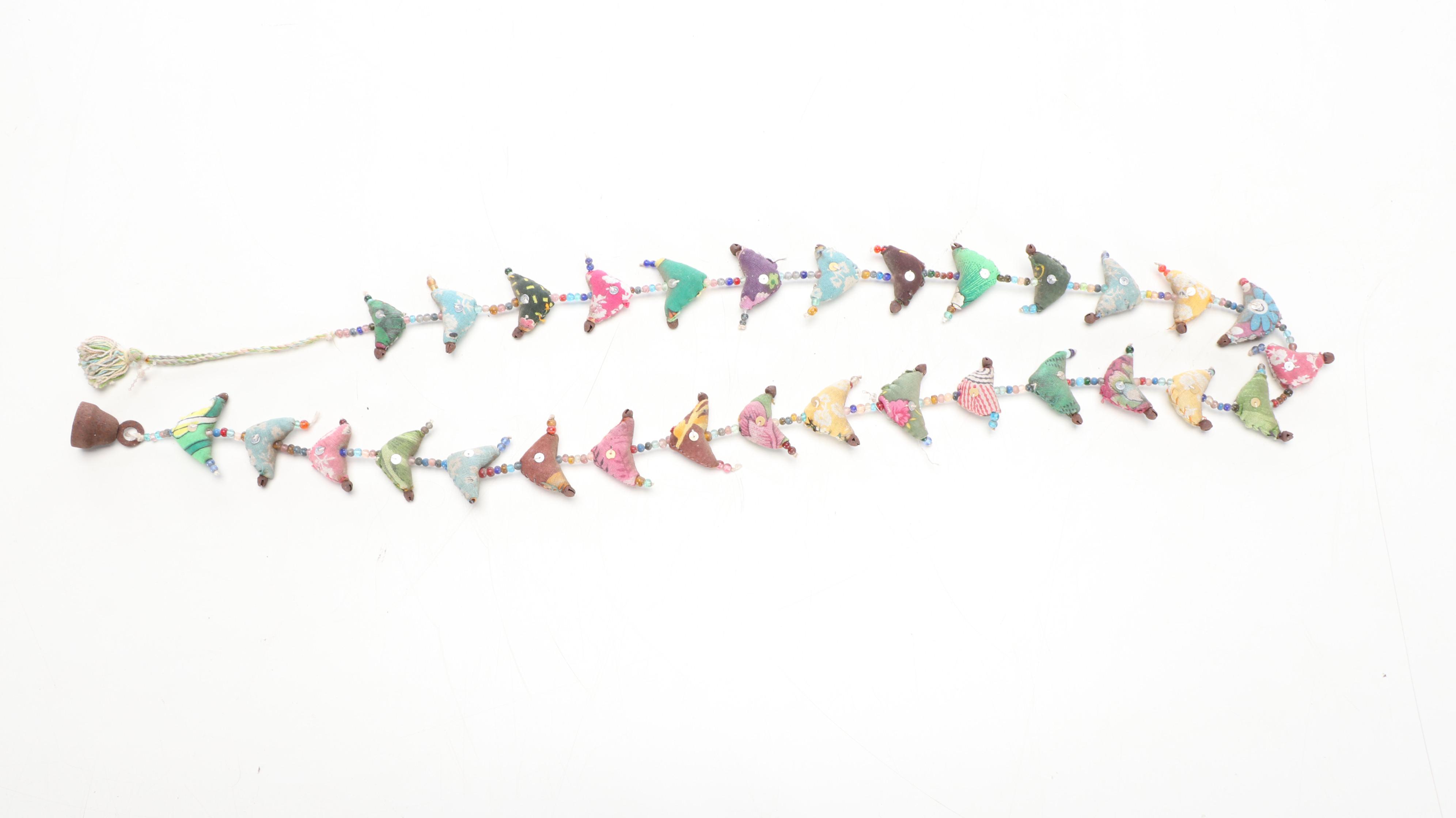 Music of the Spheres and Salmon Metal Wind Chime with Bohemian Fabric Door Chime