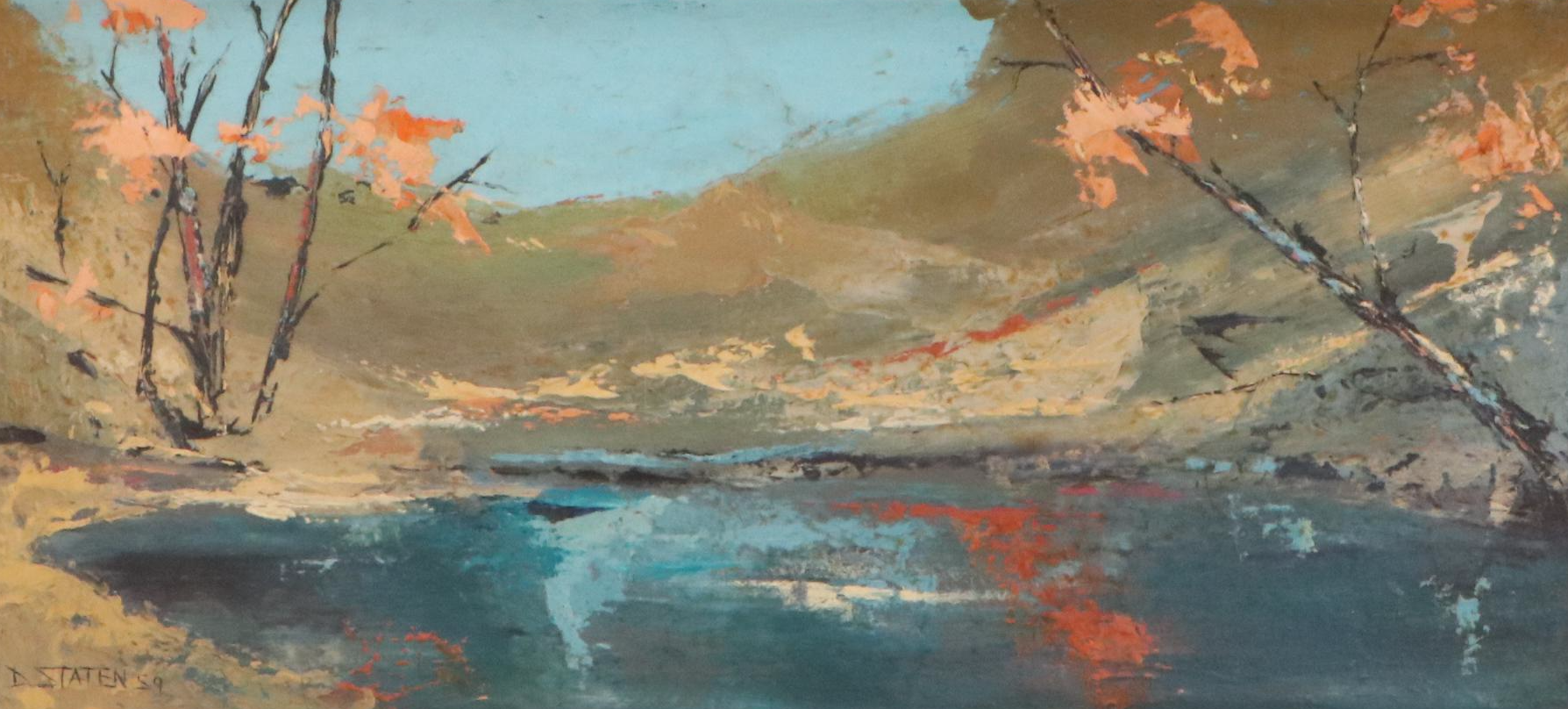 Douglas Staten Oil Painting of Abstract Landscape, 1959