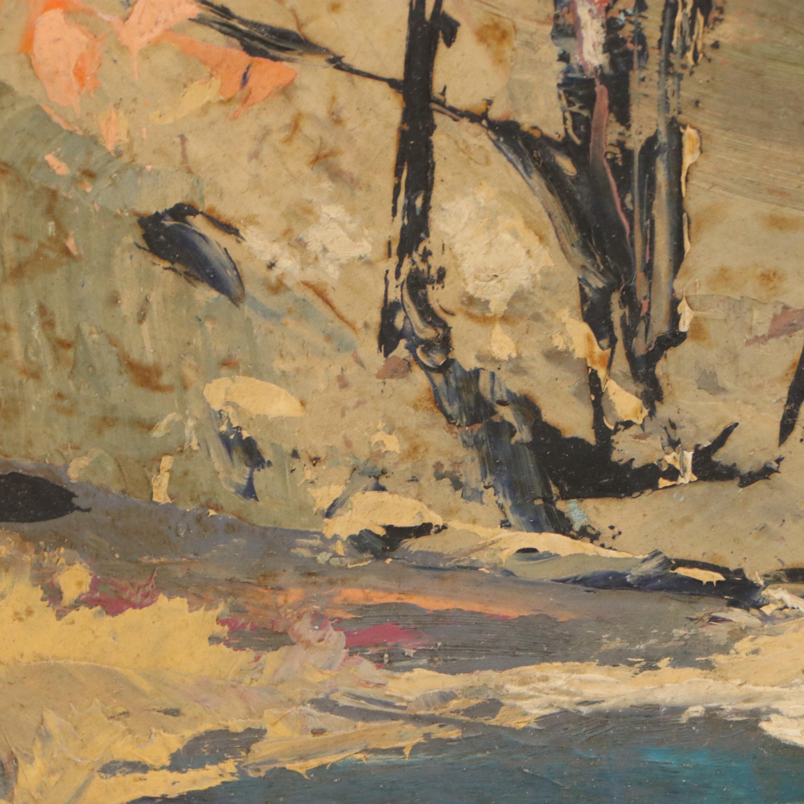 Douglas Staten Oil Painting of Abstract Landscape, 1959