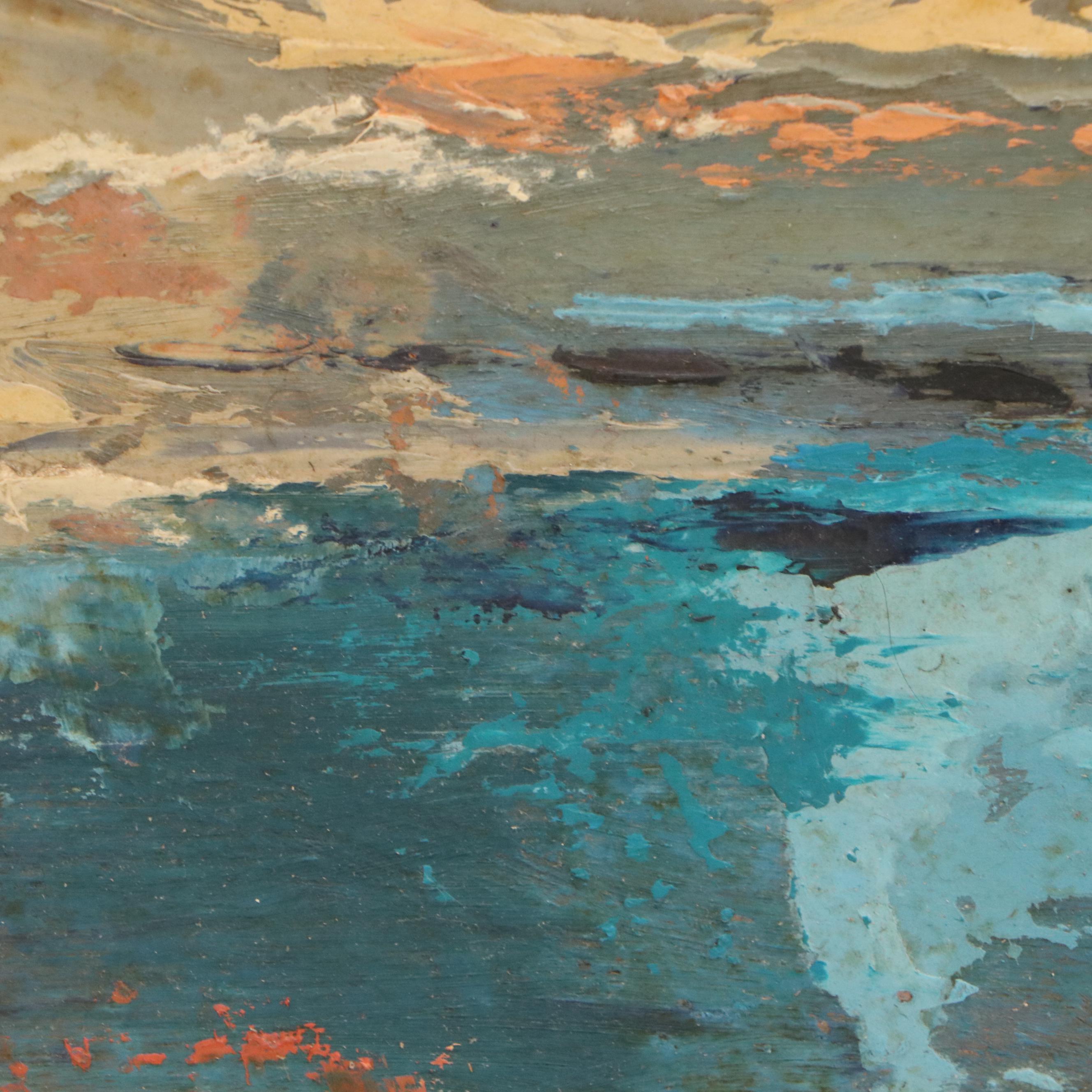 Douglas Staten Oil Painting of Abstract Landscape, 1959