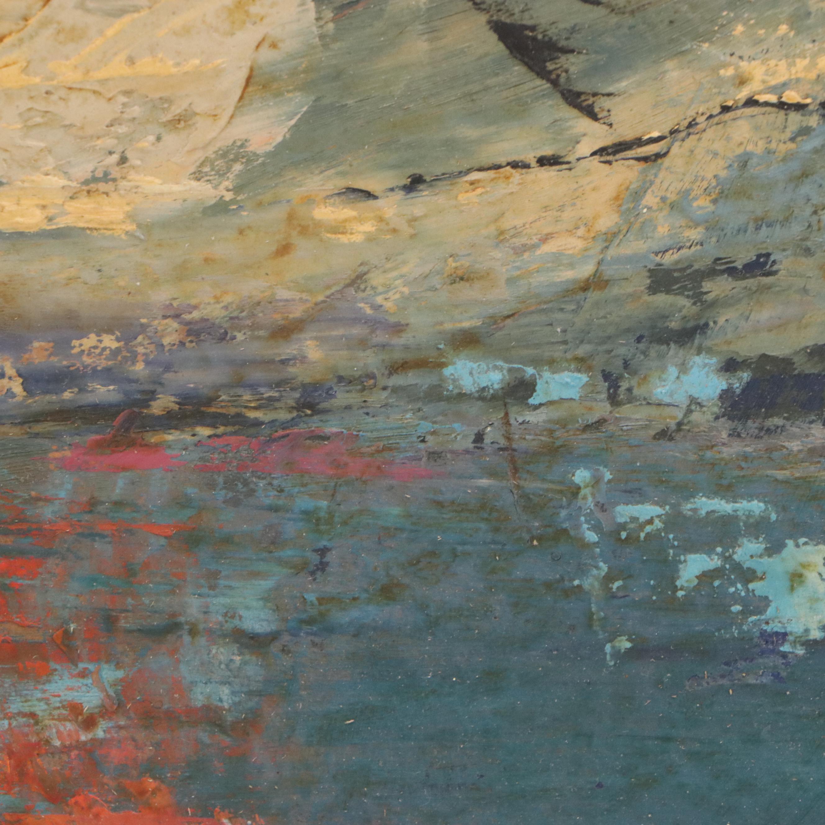 Douglas Staten Oil Painting of Abstract Landscape, 1959