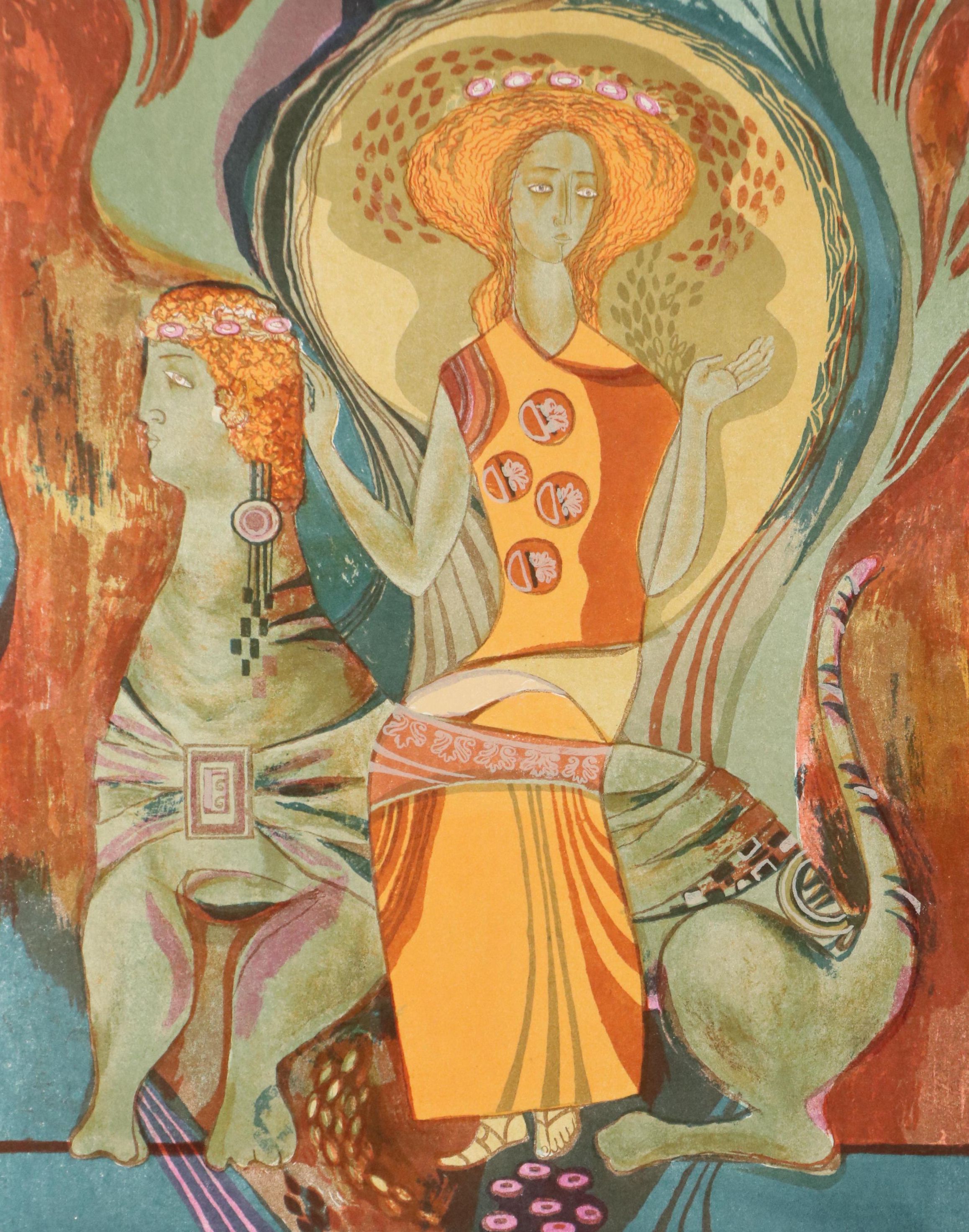 I. Ieina Figural Color Lithograph "Autumn," 2002