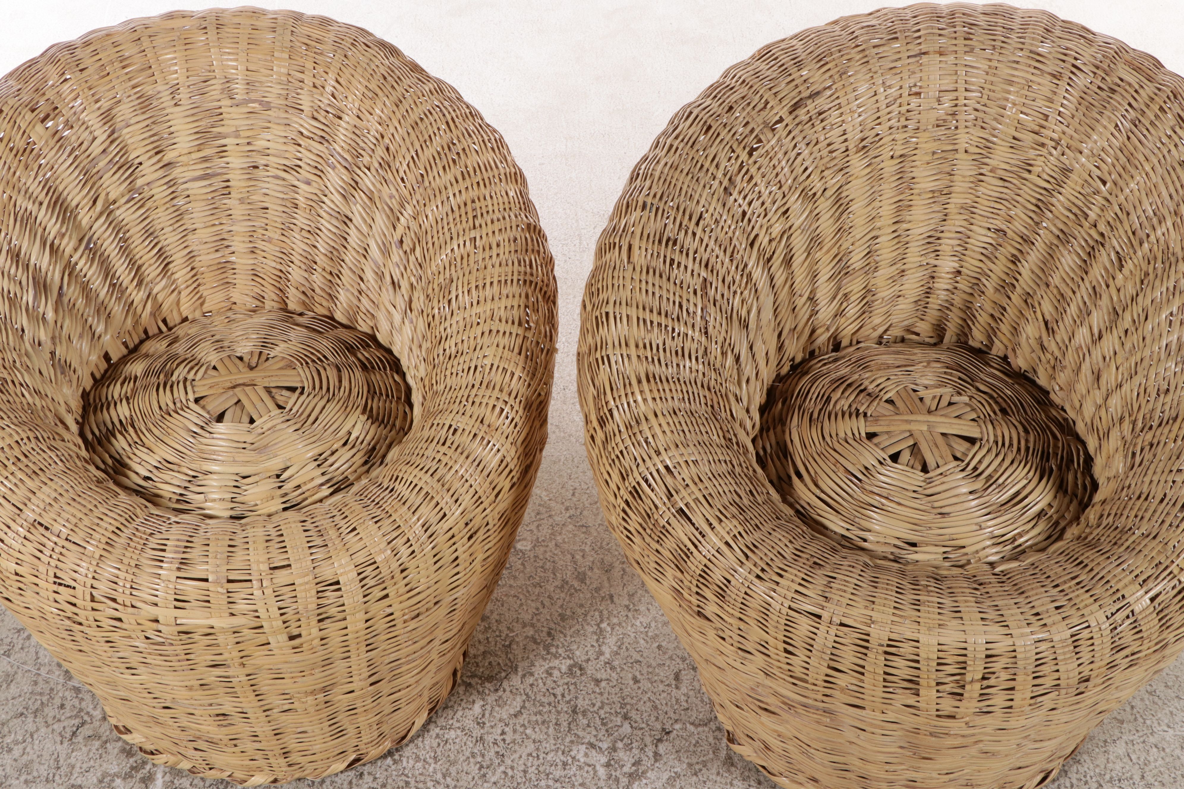 Pair of Contemporary Modern Wicker Lounge Chairs