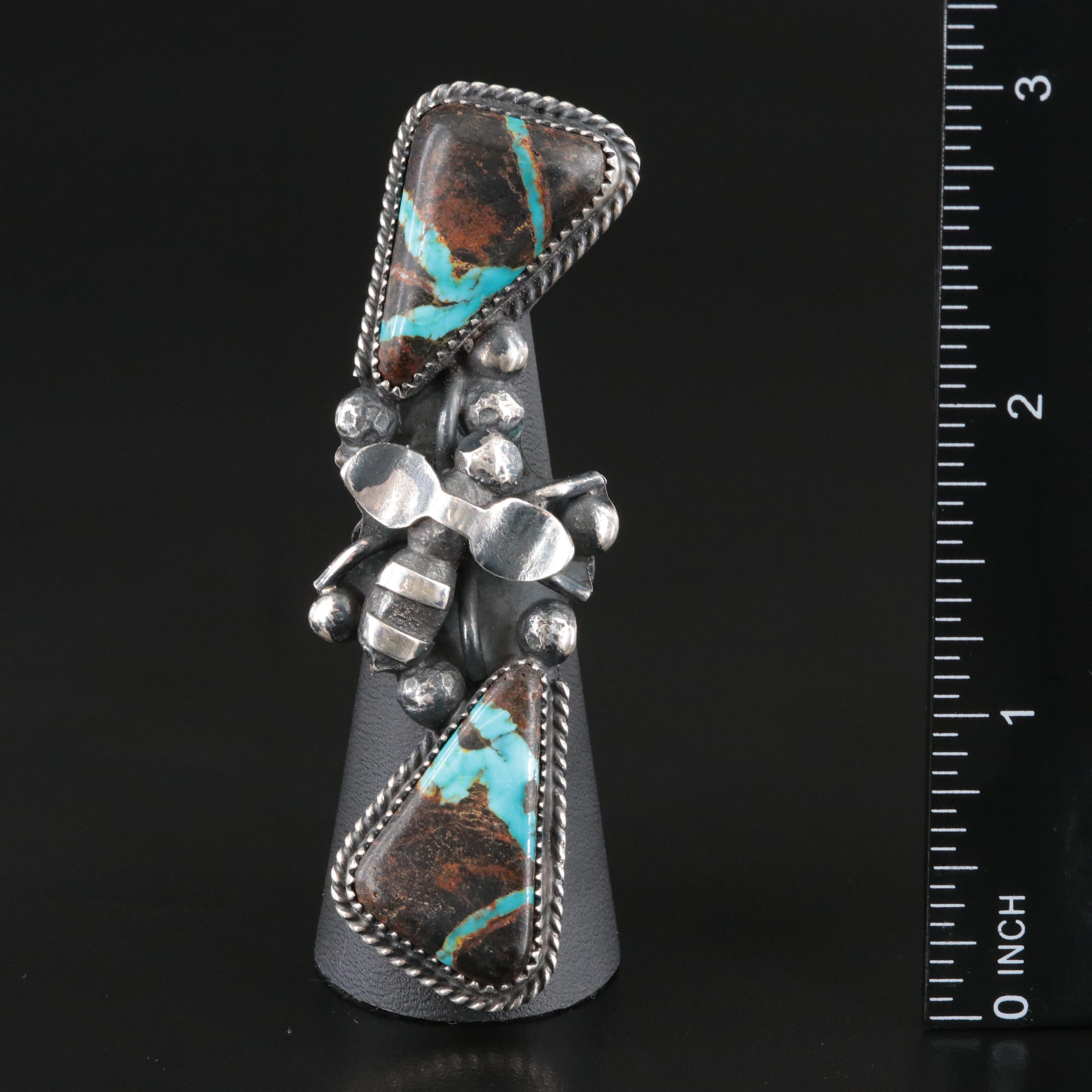 Marcus Chavez Navajo Diné Sterling Turquoise Insect Ring
