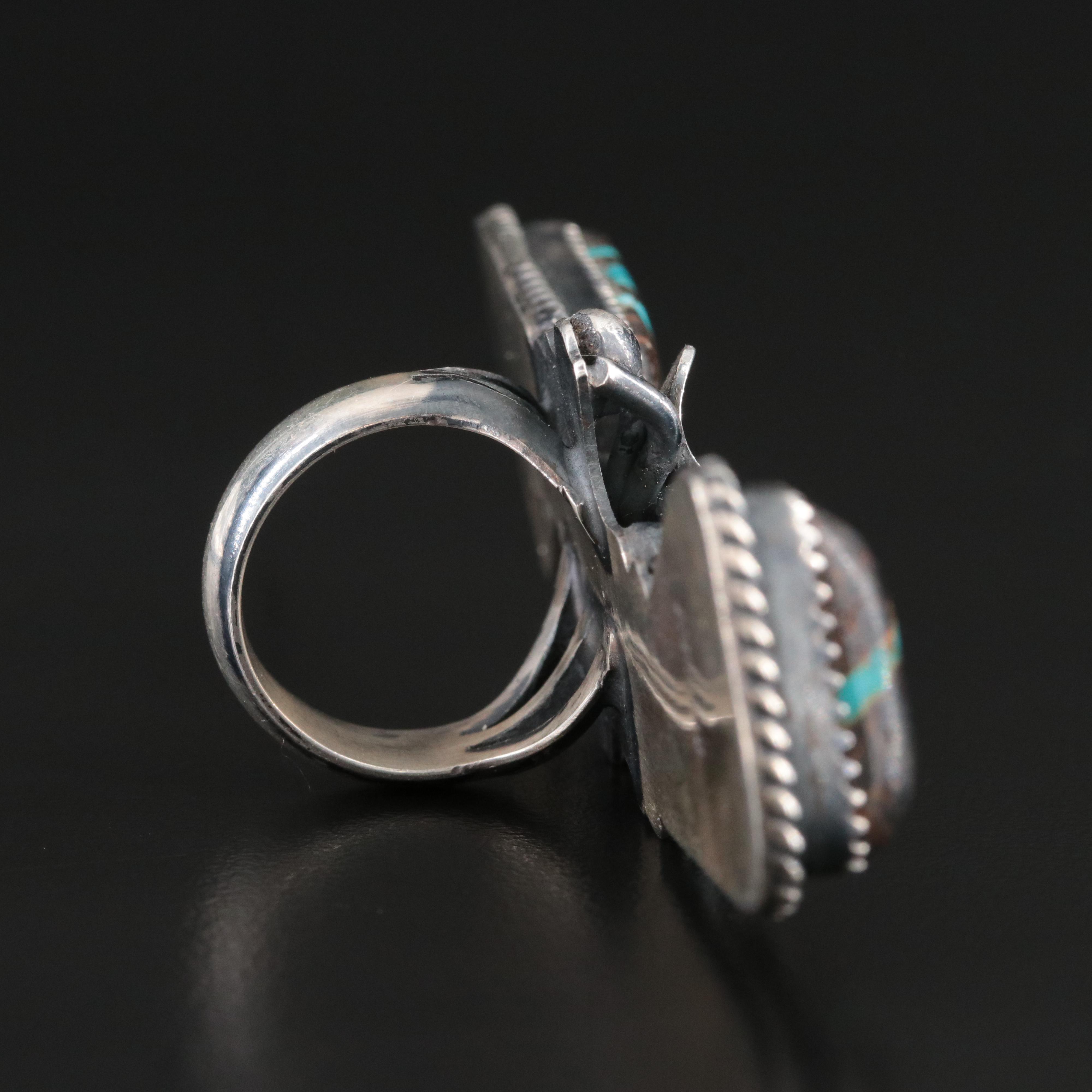 Marcus Chavez Navajo Diné Sterling Turquoise Insect Ring