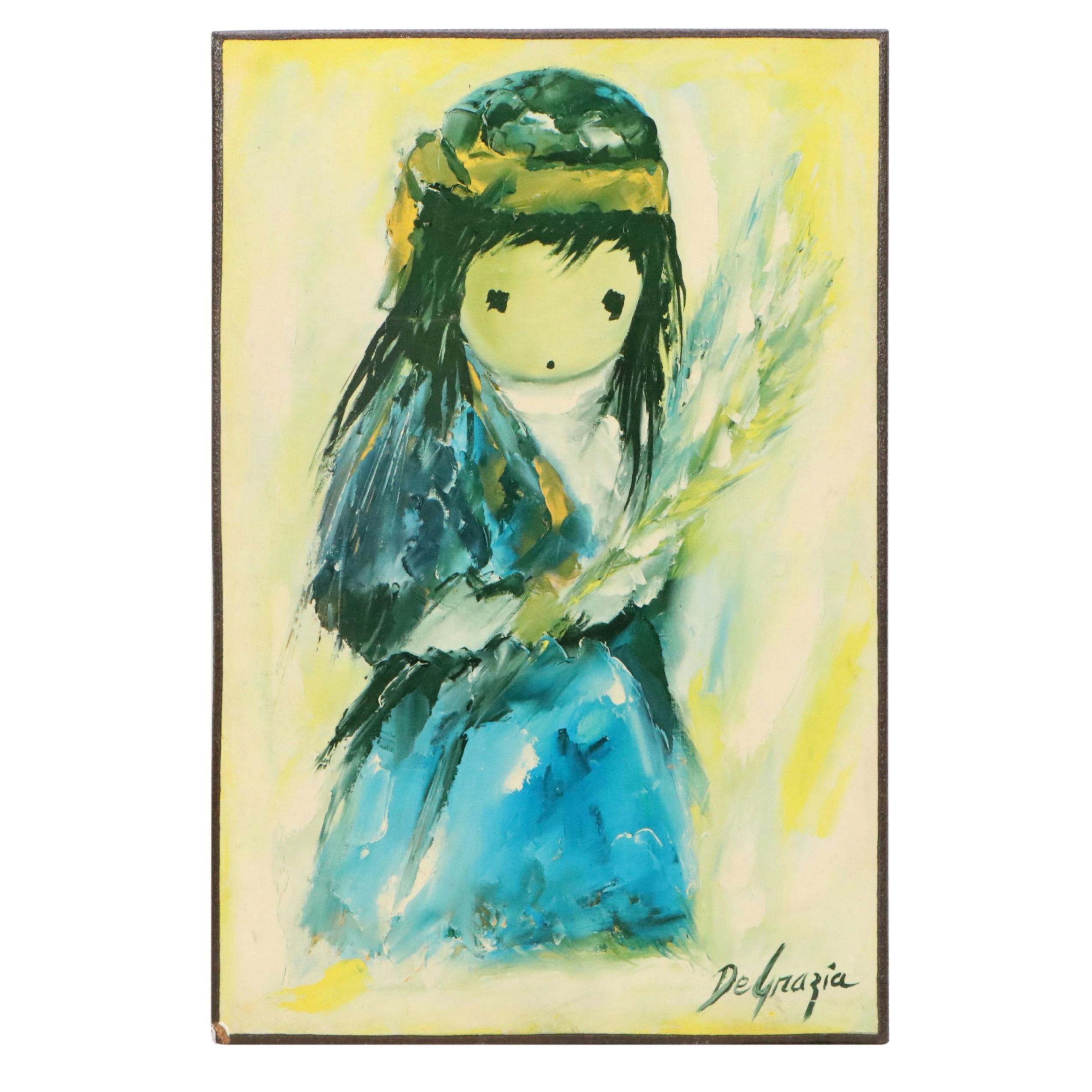 Ted DeGrazia Oil on Board of Young Girl