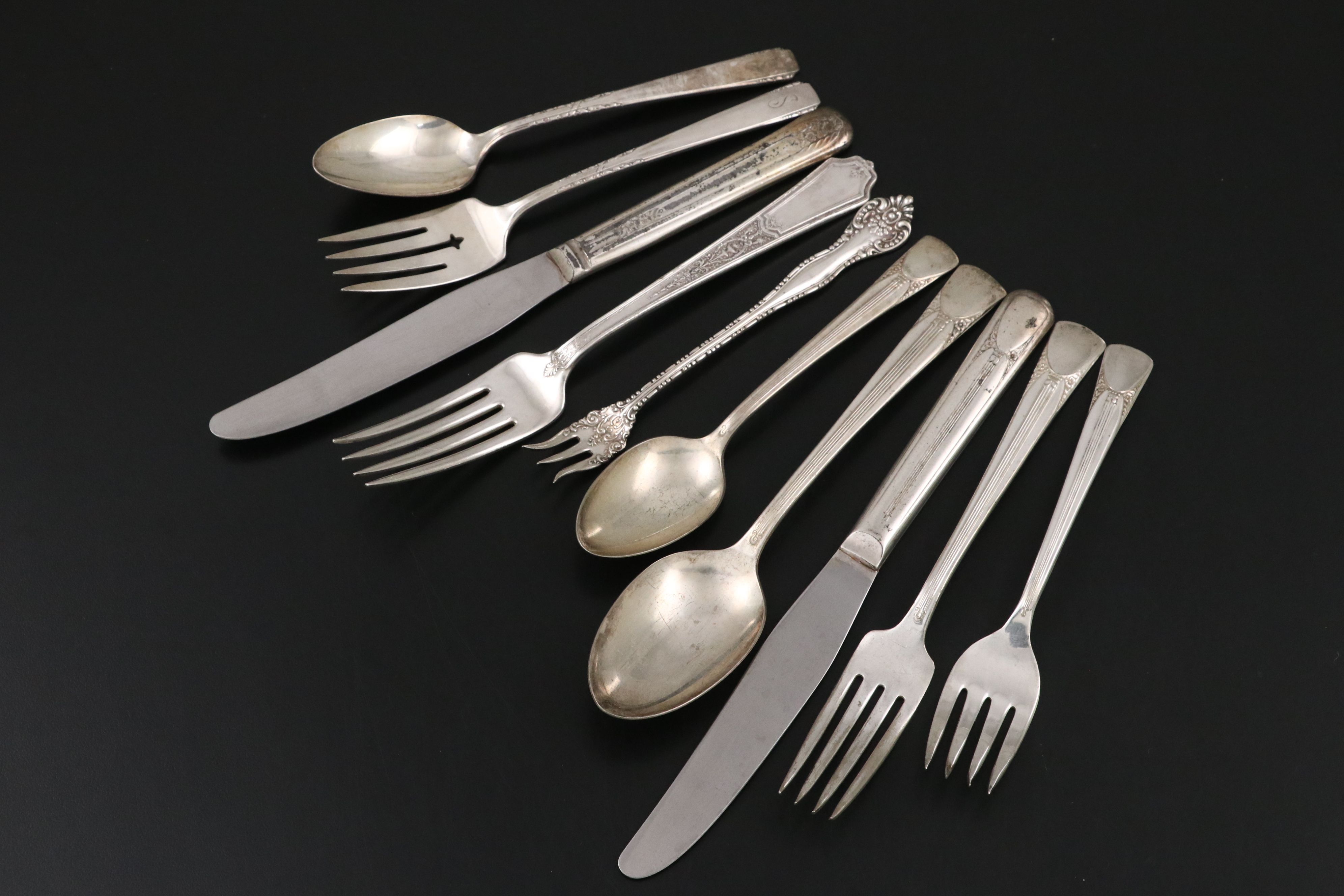 International Silver "Bouquet-Embassy" with Other American Silver Plate Flatware