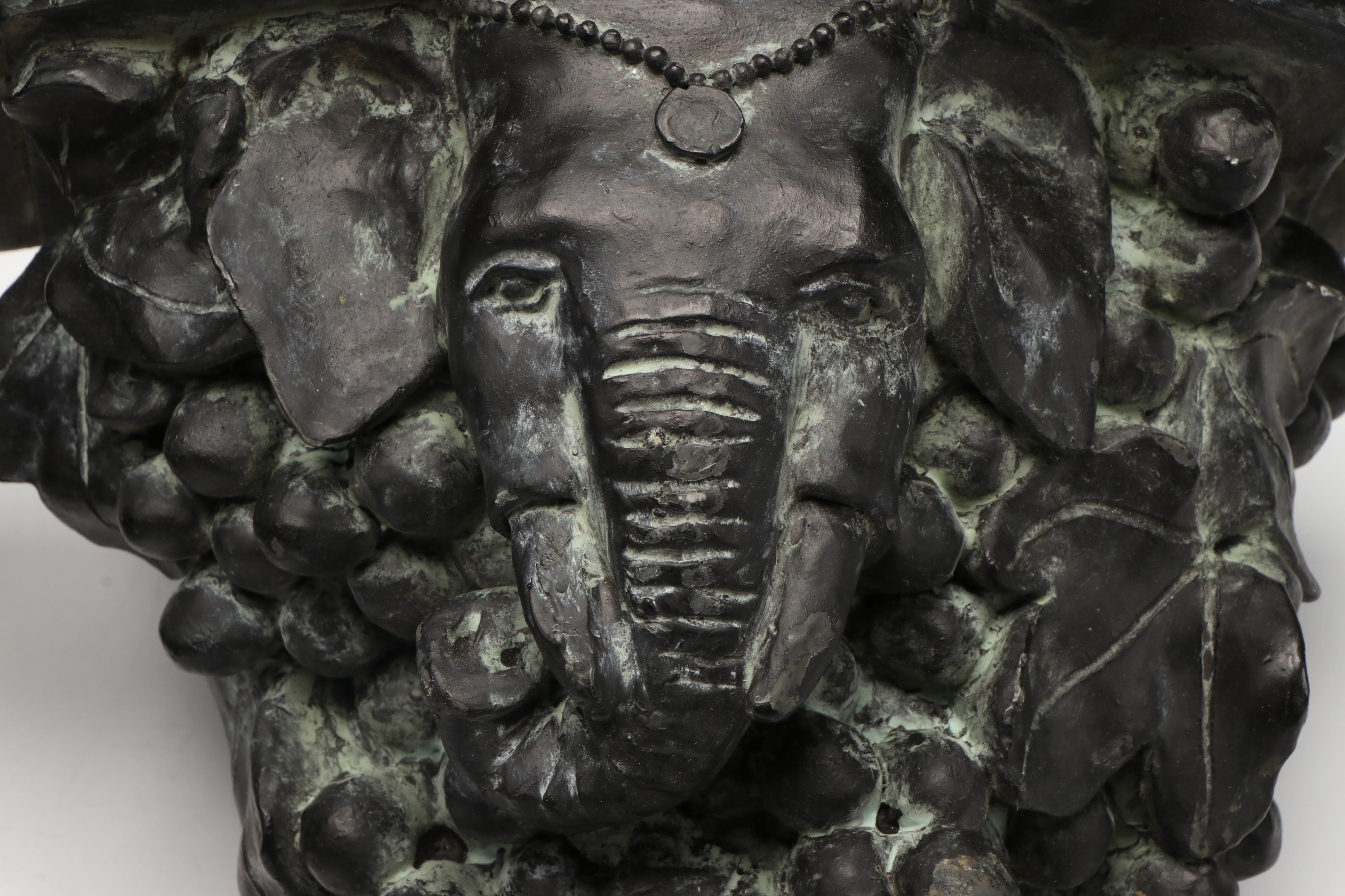 Brass Antelope Bookends, with Elephant and Grape Cluster Resin Wall Shelves