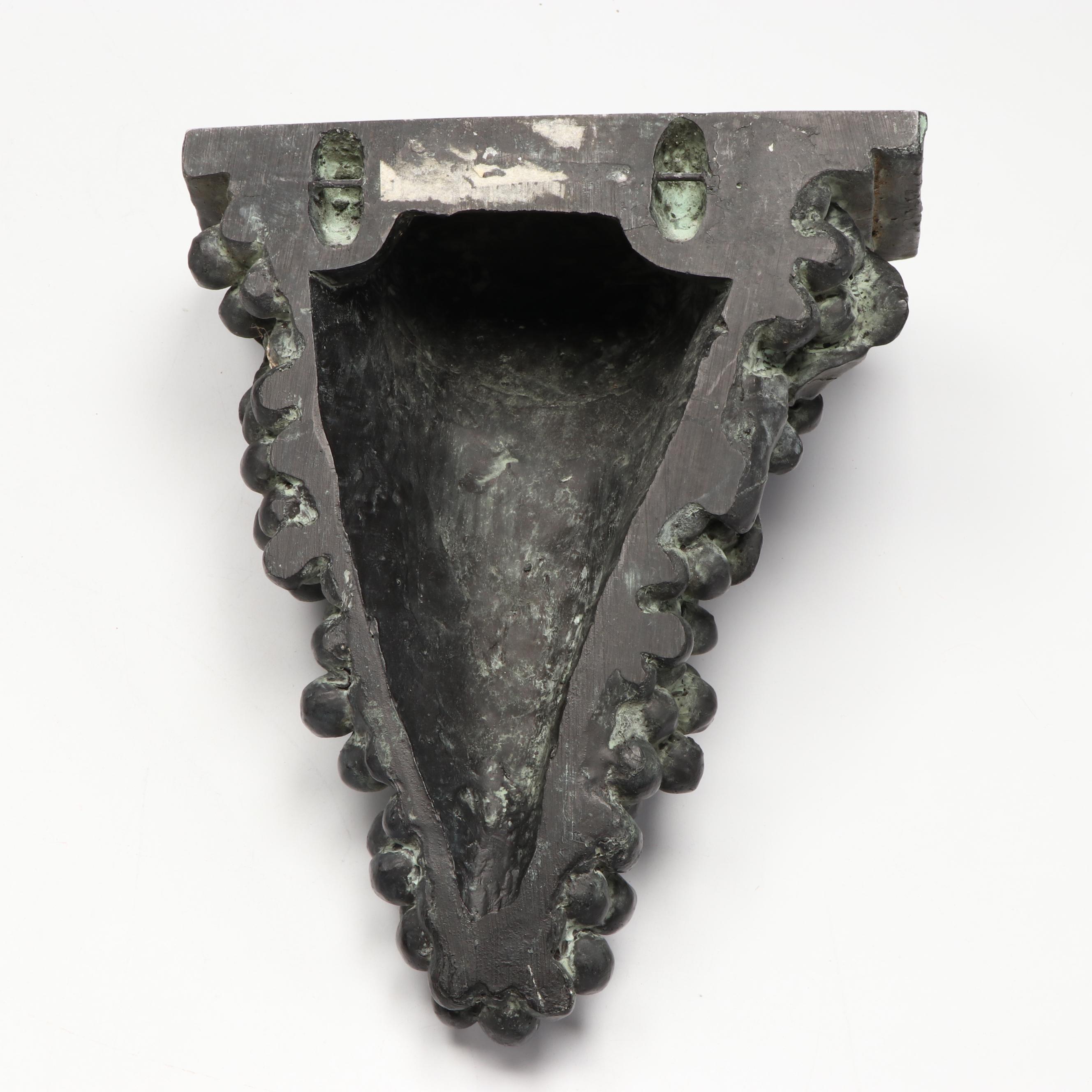 Brass Antelope Bookends, with Elephant and Grape Cluster Resin Wall Shelves