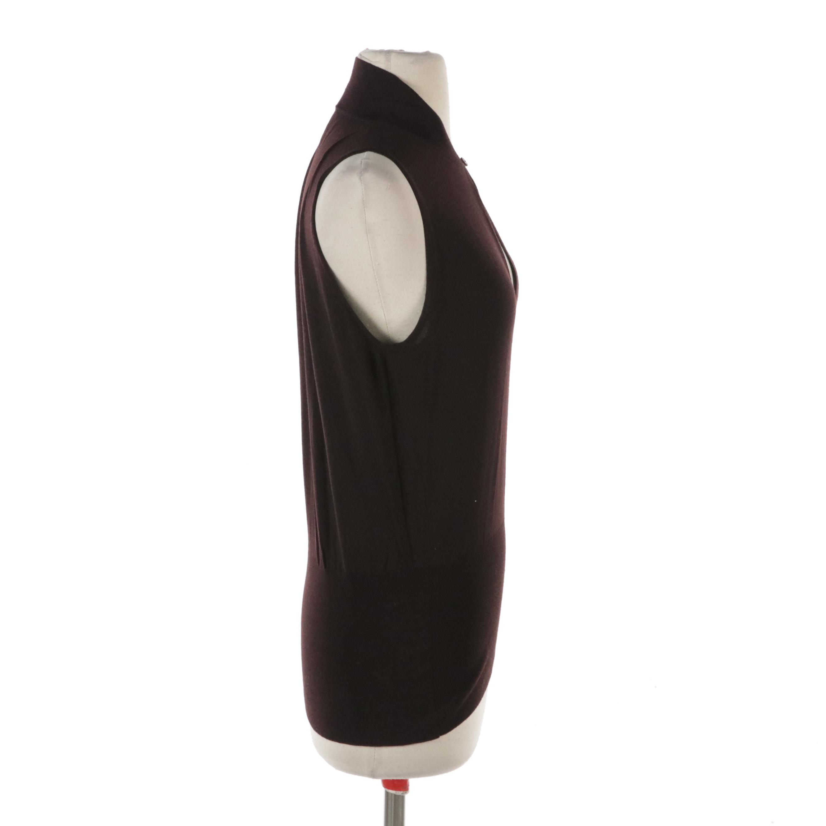 Hermès Brown Virgin Wool Knit Sleeveless Top