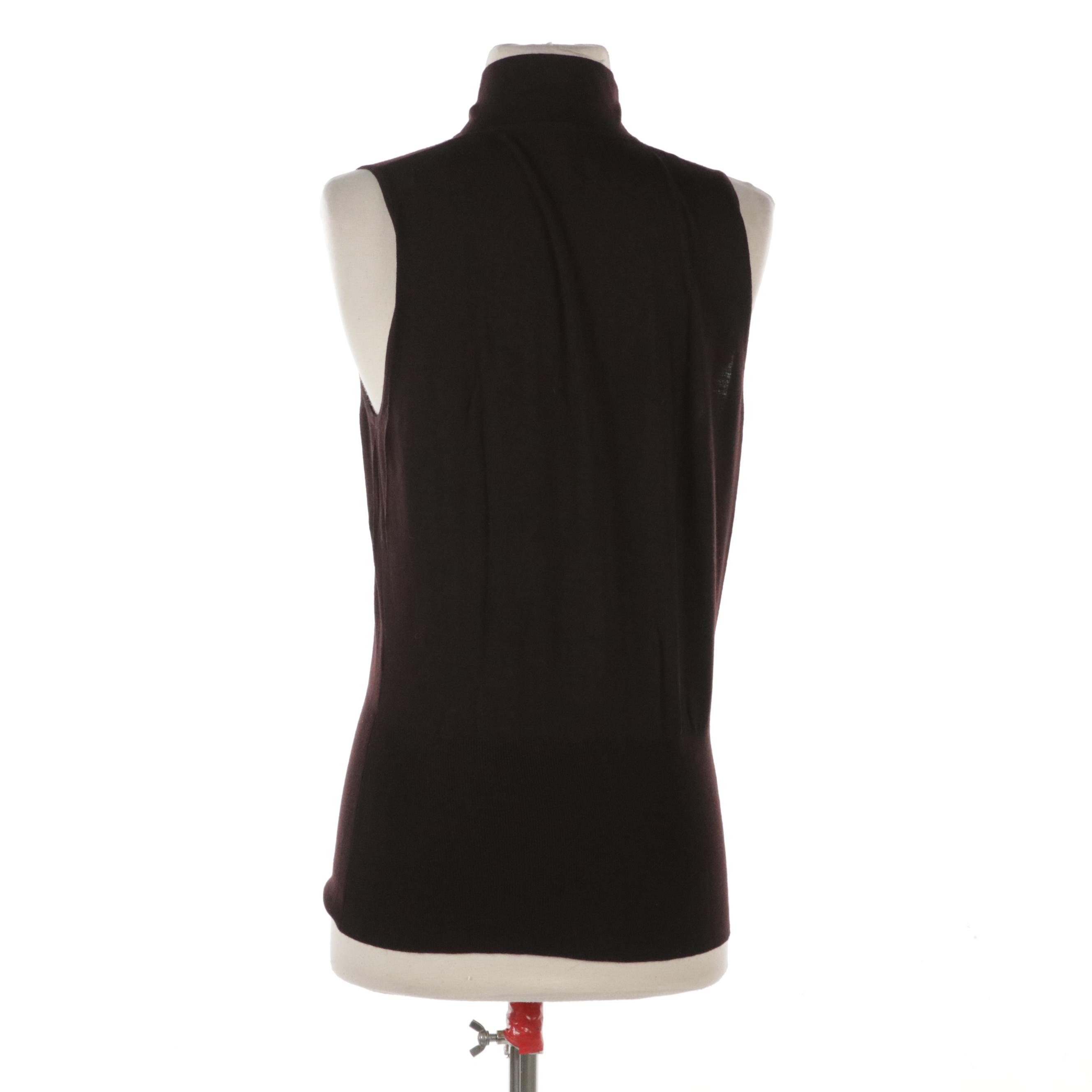 Hermès Brown Virgin Wool Knit Sleeveless Top