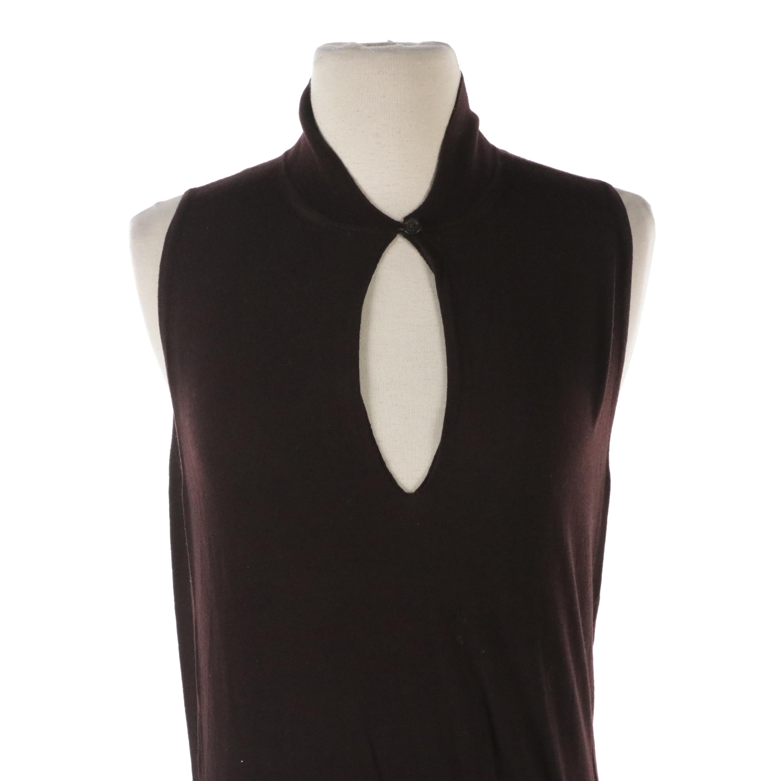 Hermès Brown Virgin Wool Knit Sleeveless Top
