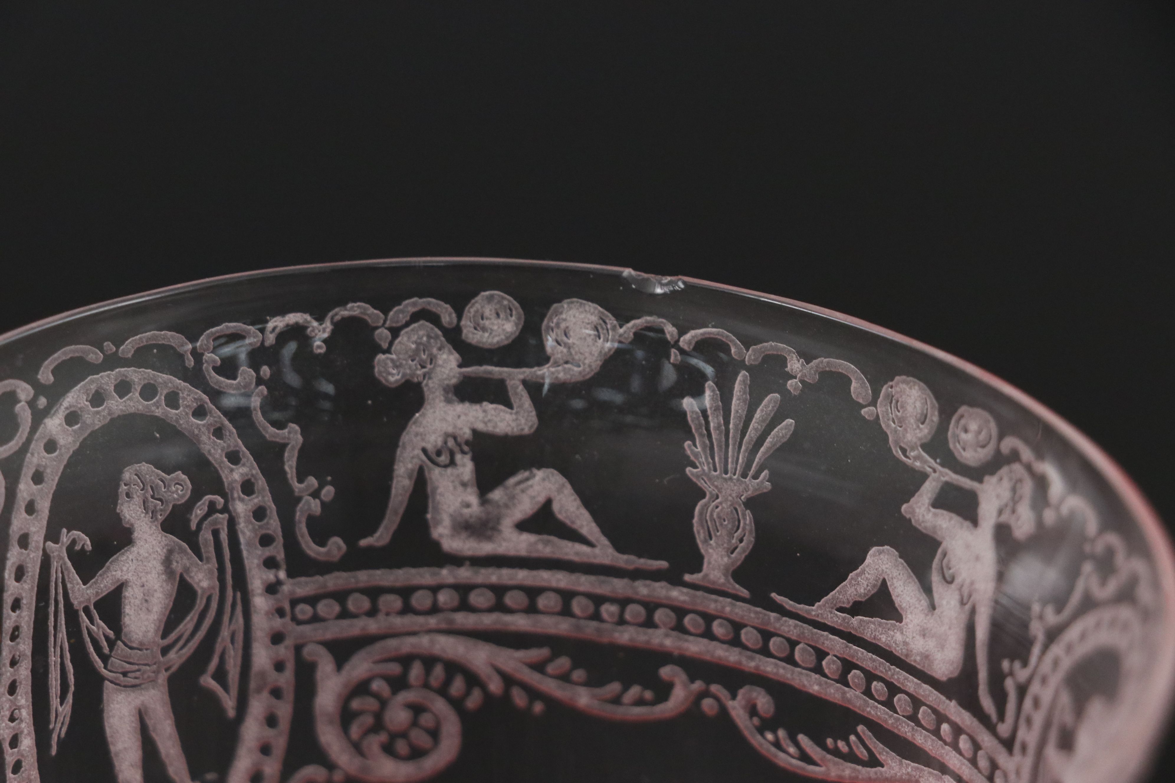 Fry Neoclassical Style Pink Depression Glass Water Goblets