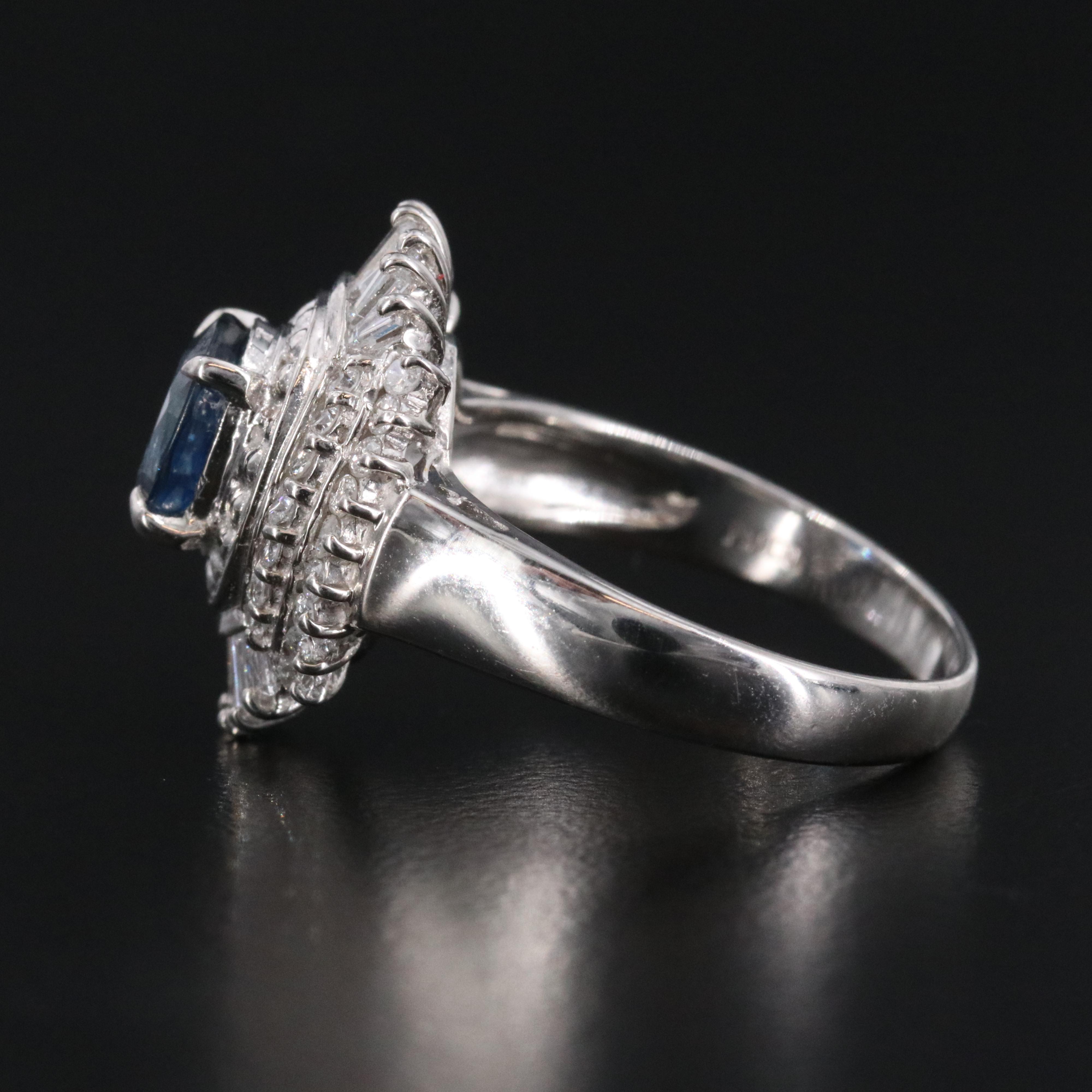 Platinum 1.47 CT Sapphire and Diamond Ballerina Ring
