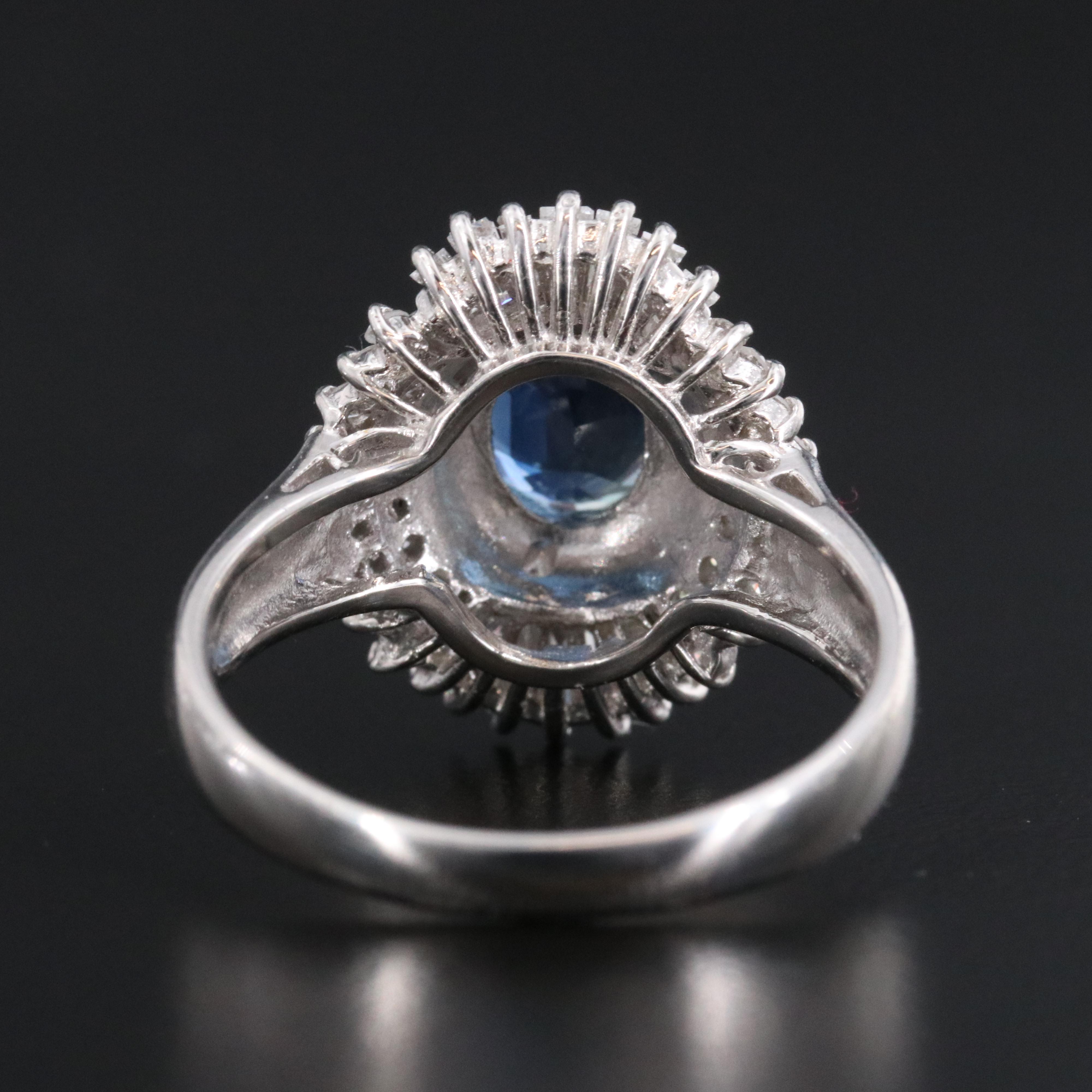 Platinum 1.47 CT Sapphire and Diamond Ballerina Ring