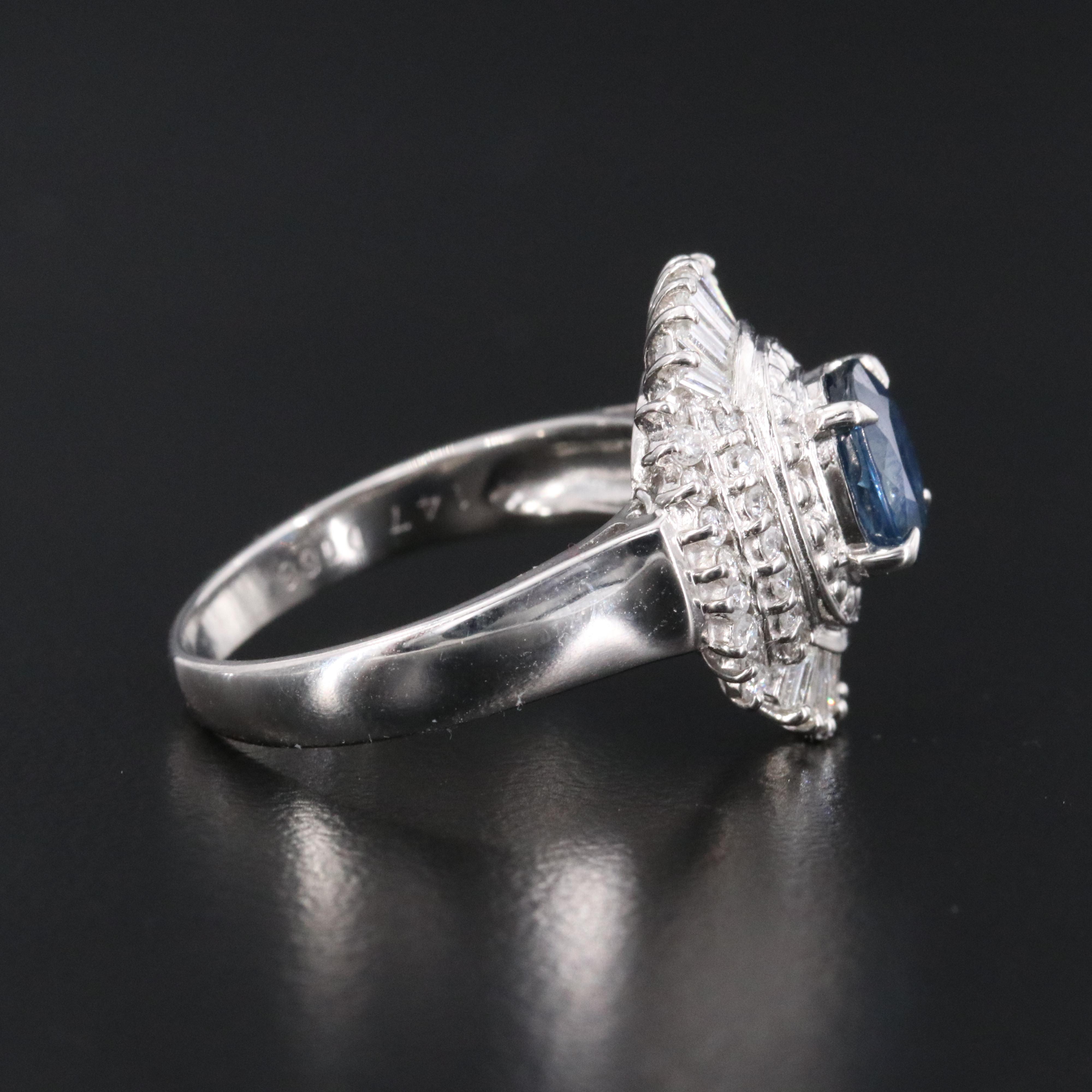 Platinum 1.47 CT Sapphire and Diamond Ballerina Ring