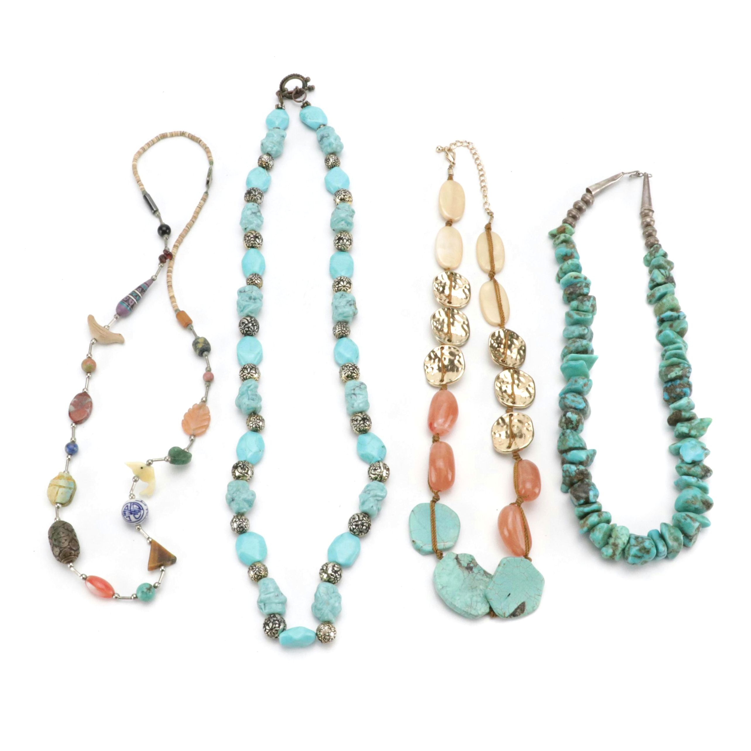 Turquoise Stone and Other Beaded Necklaces