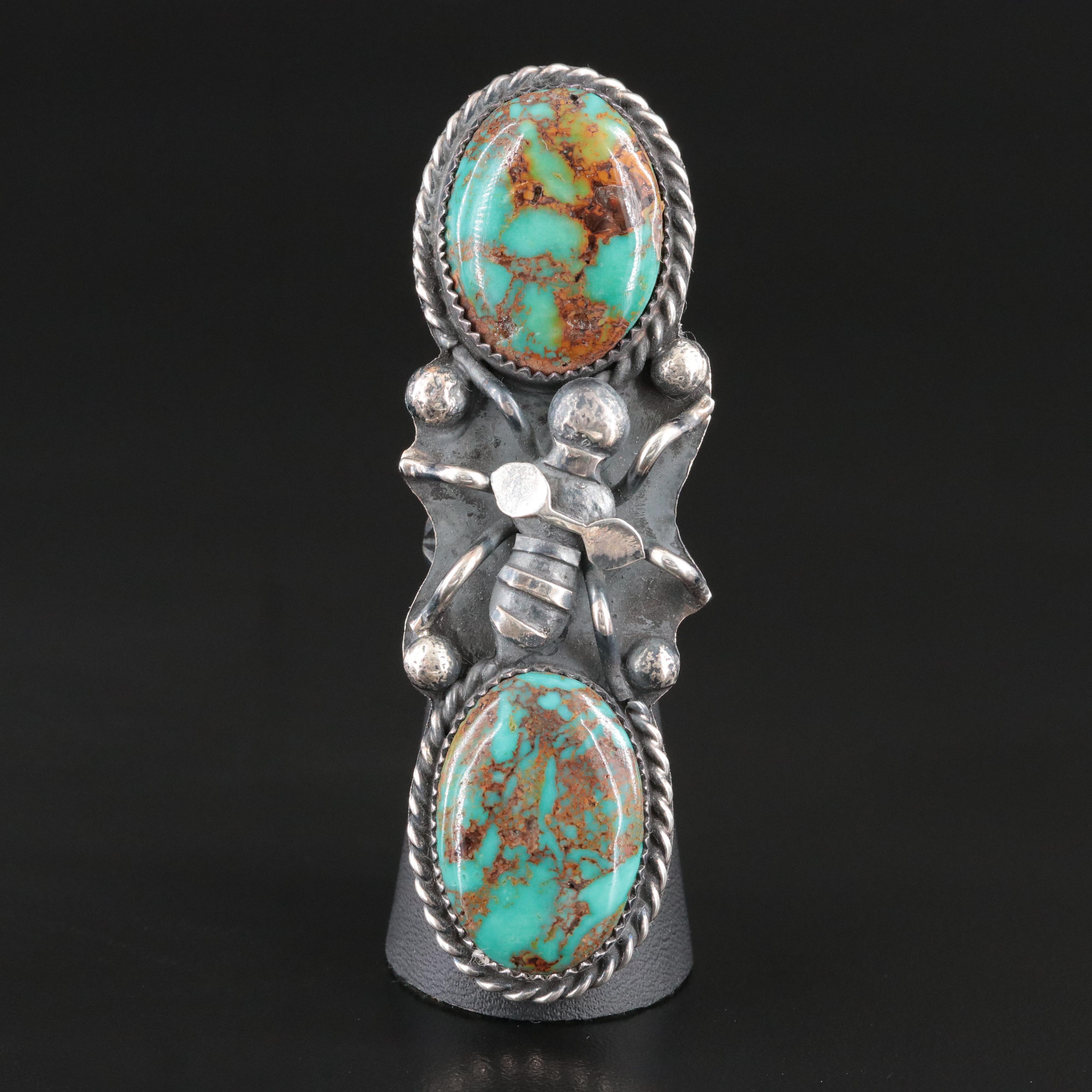 Marcus Chavez Navajo Diné Sterling Turquoise Insect Ring