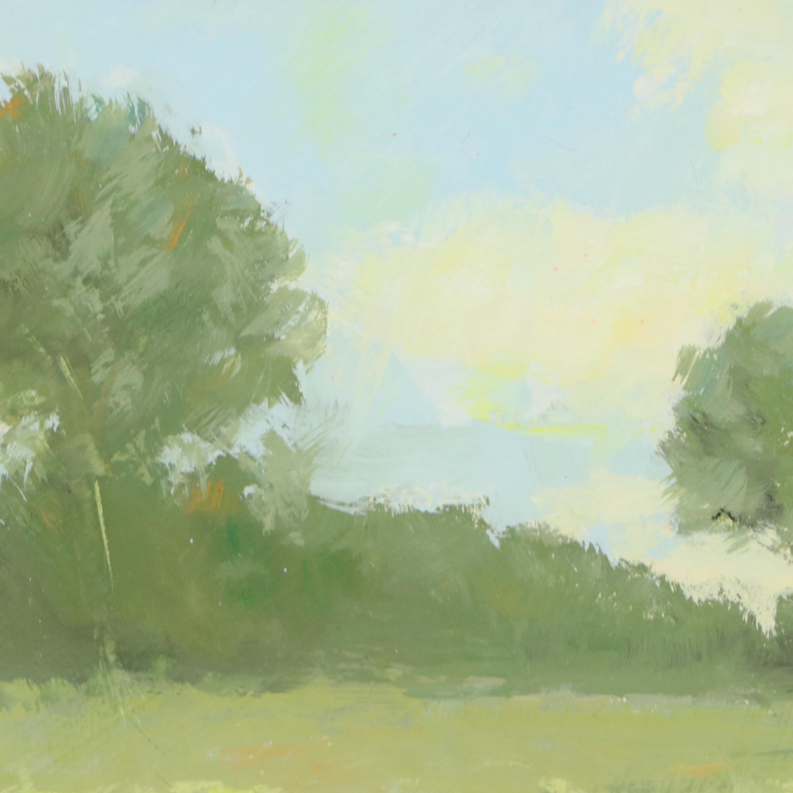 Impressionistic Painting of Field with Flowers, 21st Century